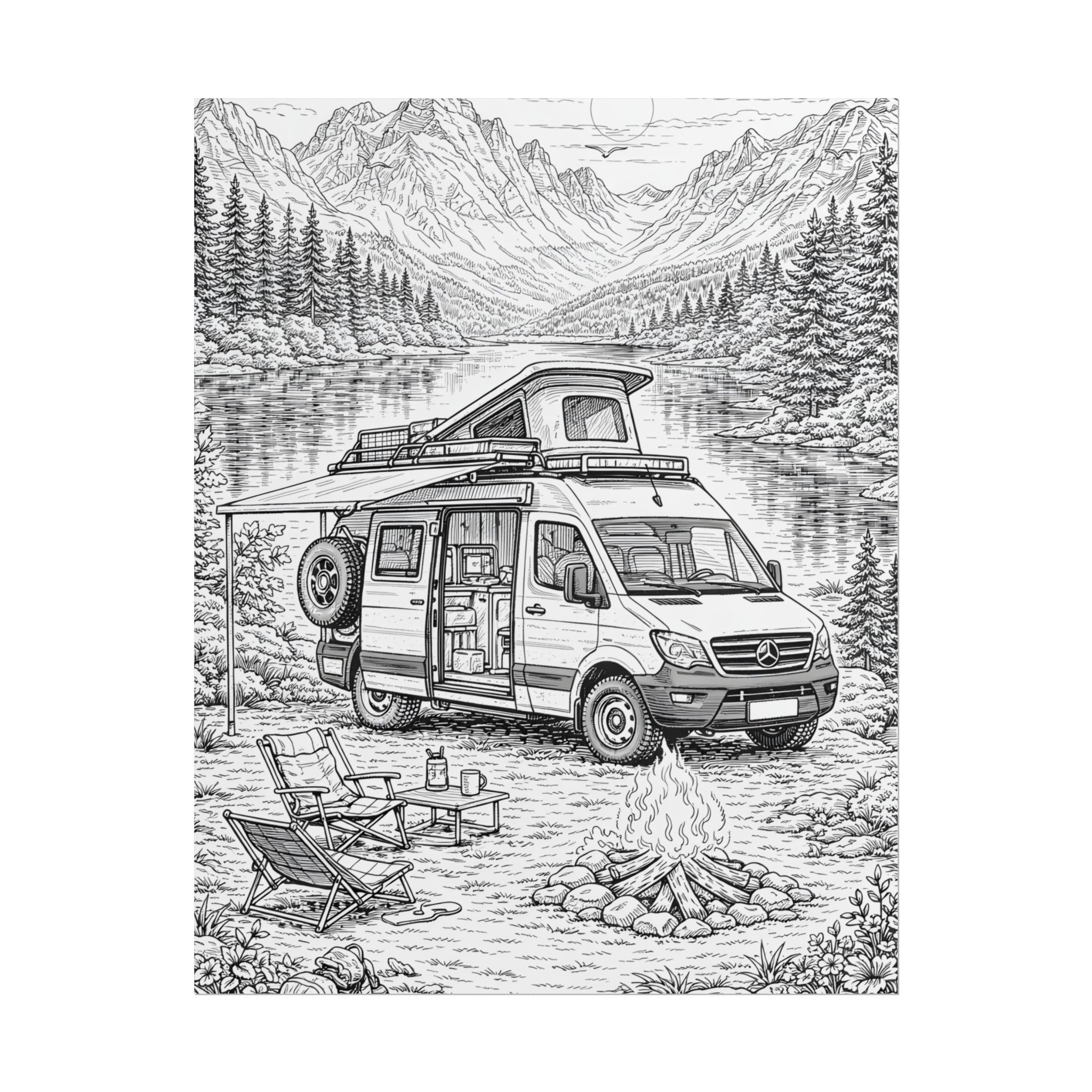 Campervan Poster — Vintage RV Camping Landscape Wall Art