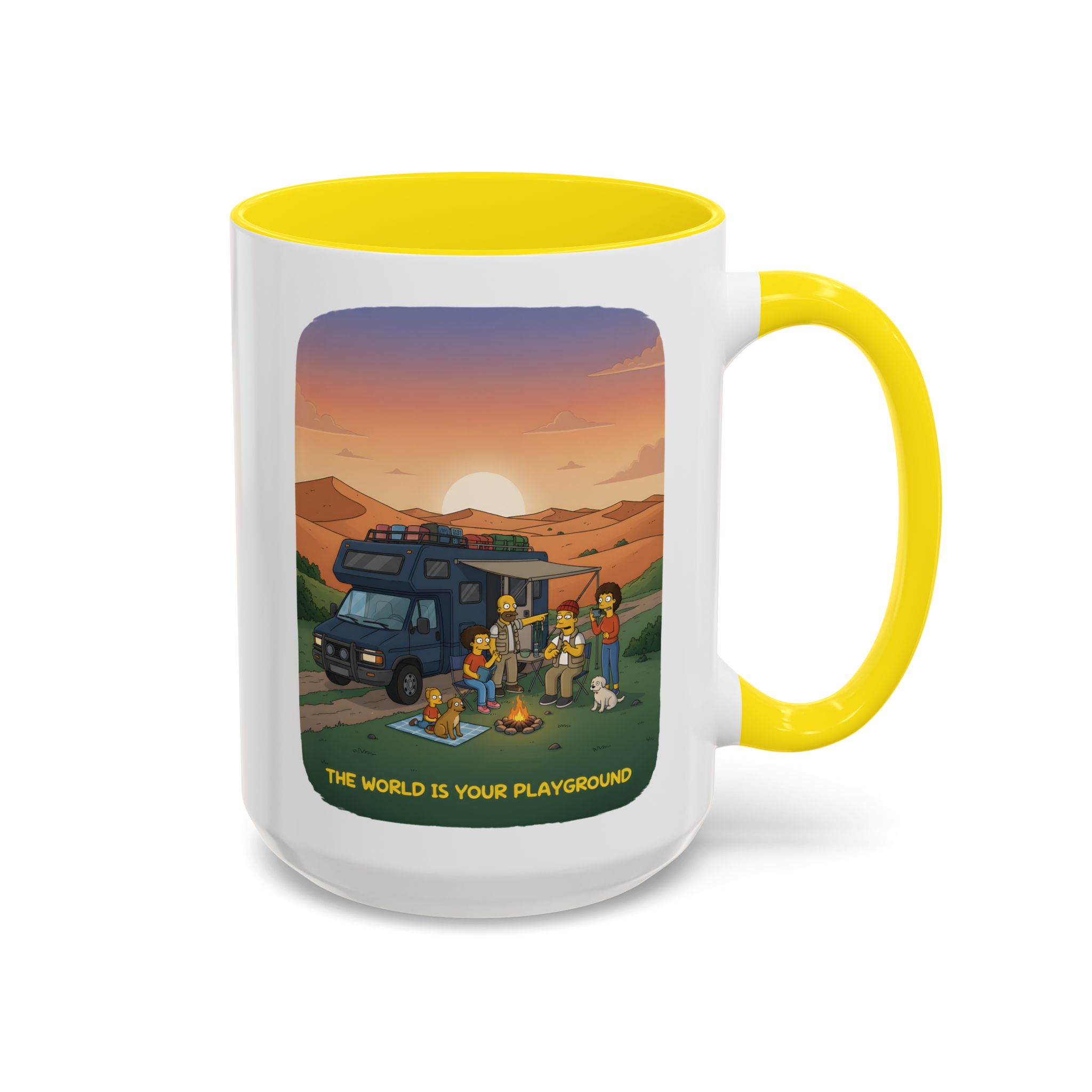 Accent Coffee Mug (11, 15oz) — "The World Is Your playground" Design Sitcom-Line