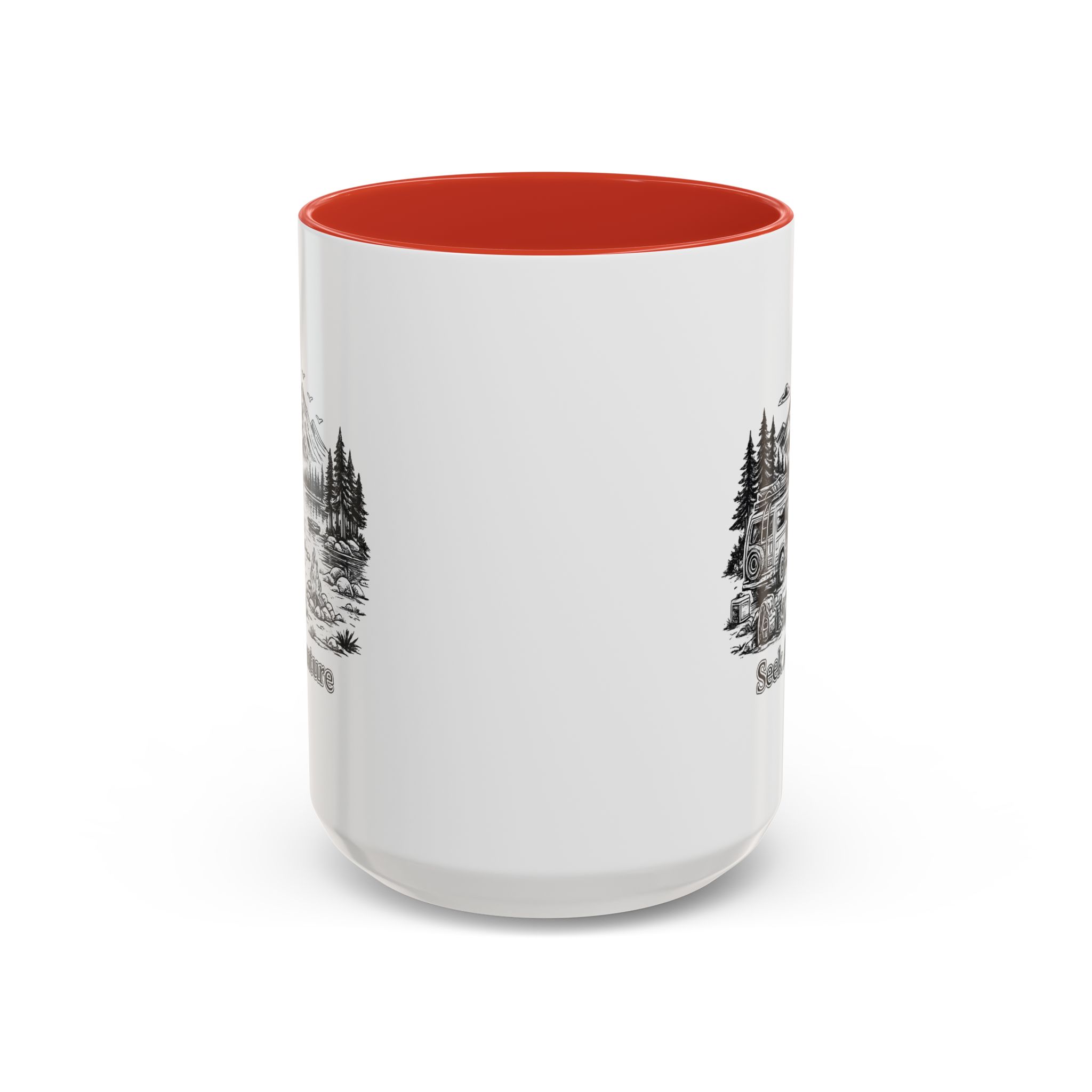 Accent Coffee Mug (11, 15oz) — "Seek Adventure" Design Minimal-Line