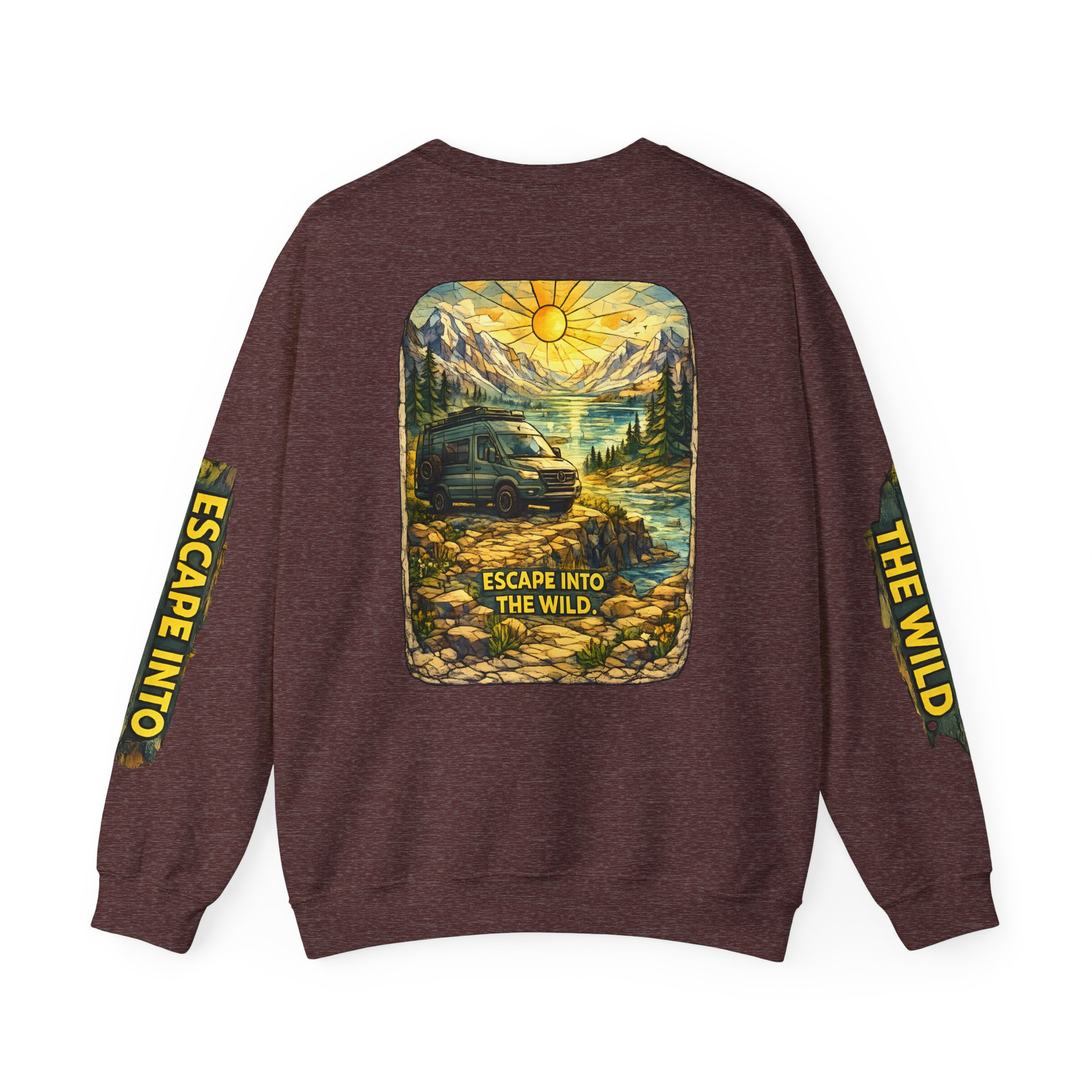 Unisex Heavy Blend™ Crewneck Sweatshirt — "Escape Into The Wild" Design Cubic-Line