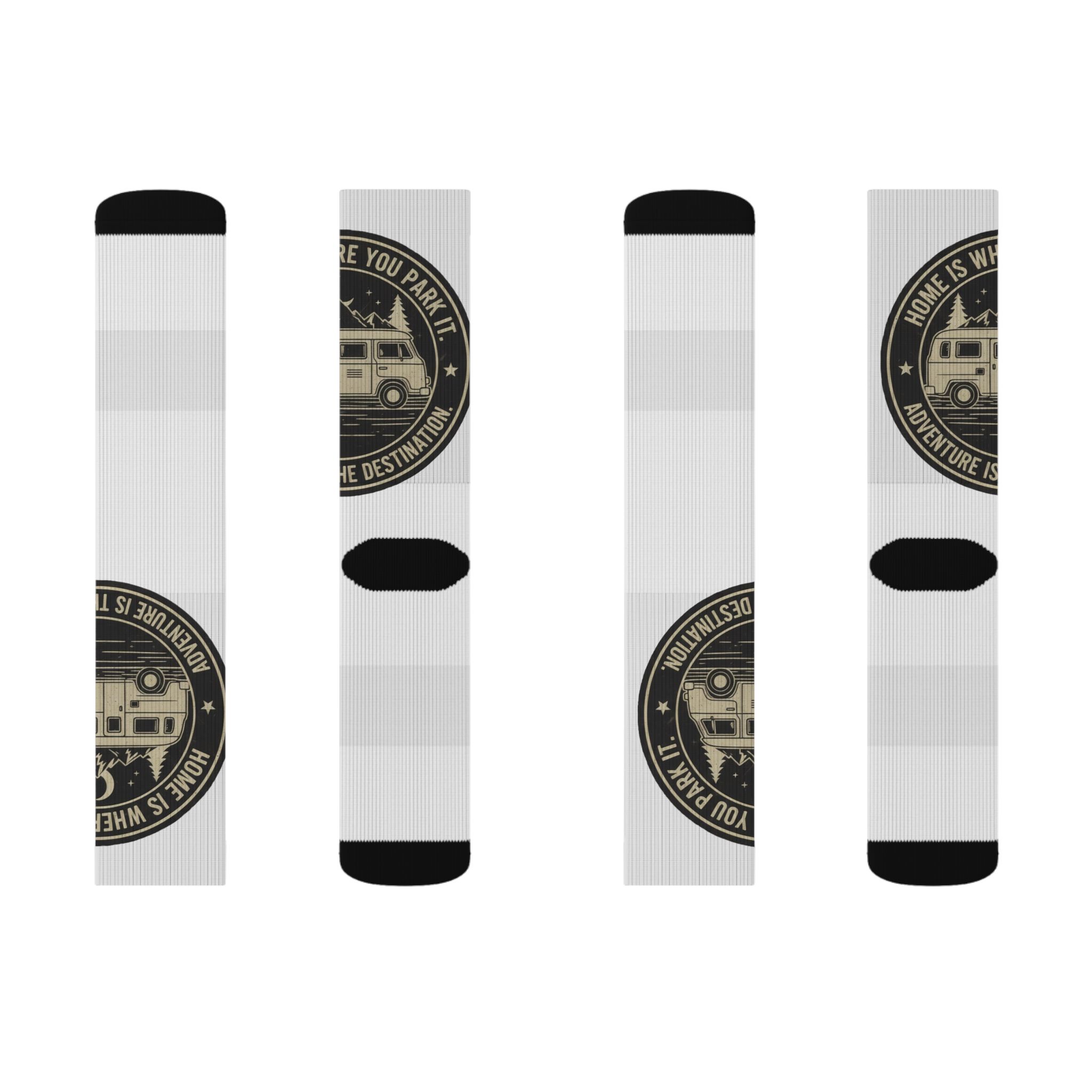 Sublimation Socks — Retro Camper Roadtrip Crew Socks