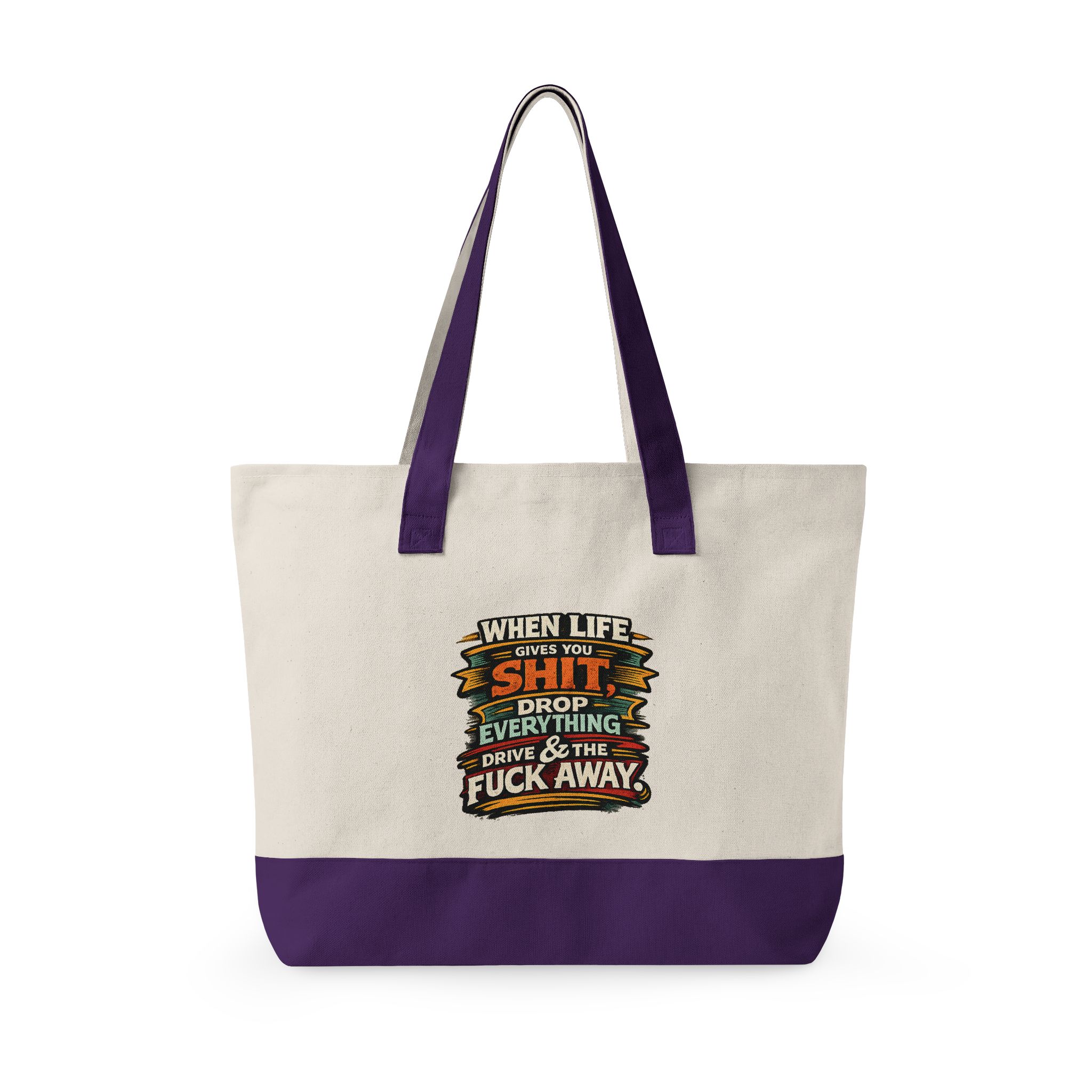 Zippered Canvas Tote — "When Life Gives You Shit" (Design F**K-Line)