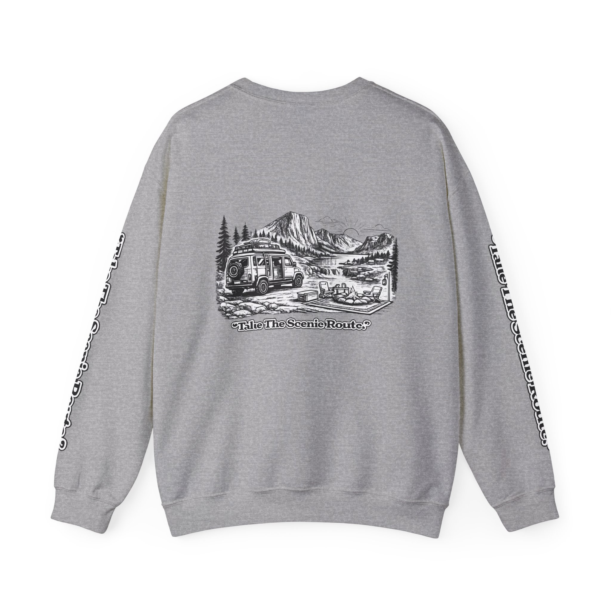 3338651792455359885_2048.jpeg Unisex Heavy Blend™ Crewneck Sweatshirt — "Take The Scenic Route" Design Minimal-Line