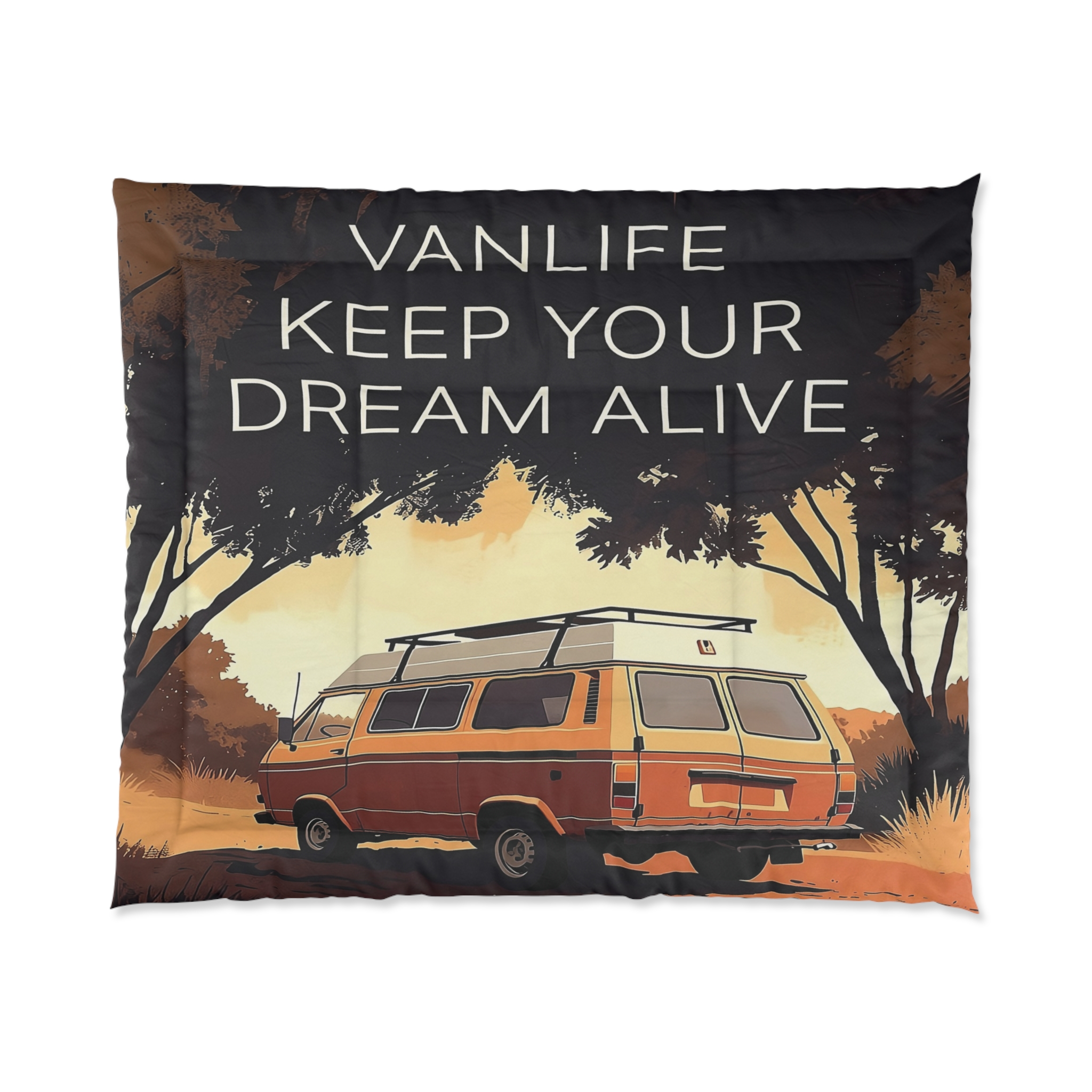 Comforter – “Vanlife Keep Your Dream Alive” Retro Camper Bedding
