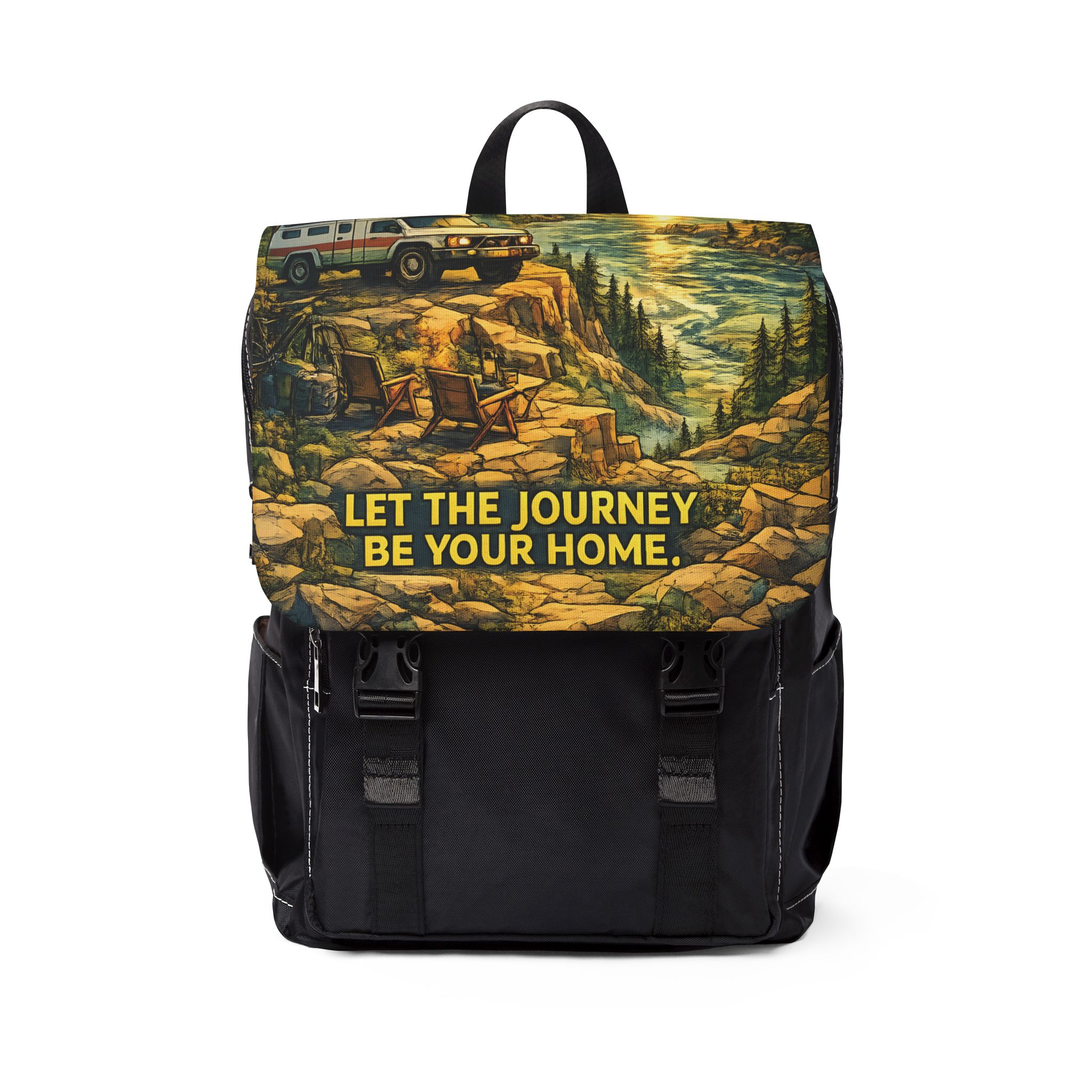 3354303534515109024_2048.jpeg Unisex Casual Shoulder Backpack — "Let The Journey Be Your Home" Design Cubic-Line
