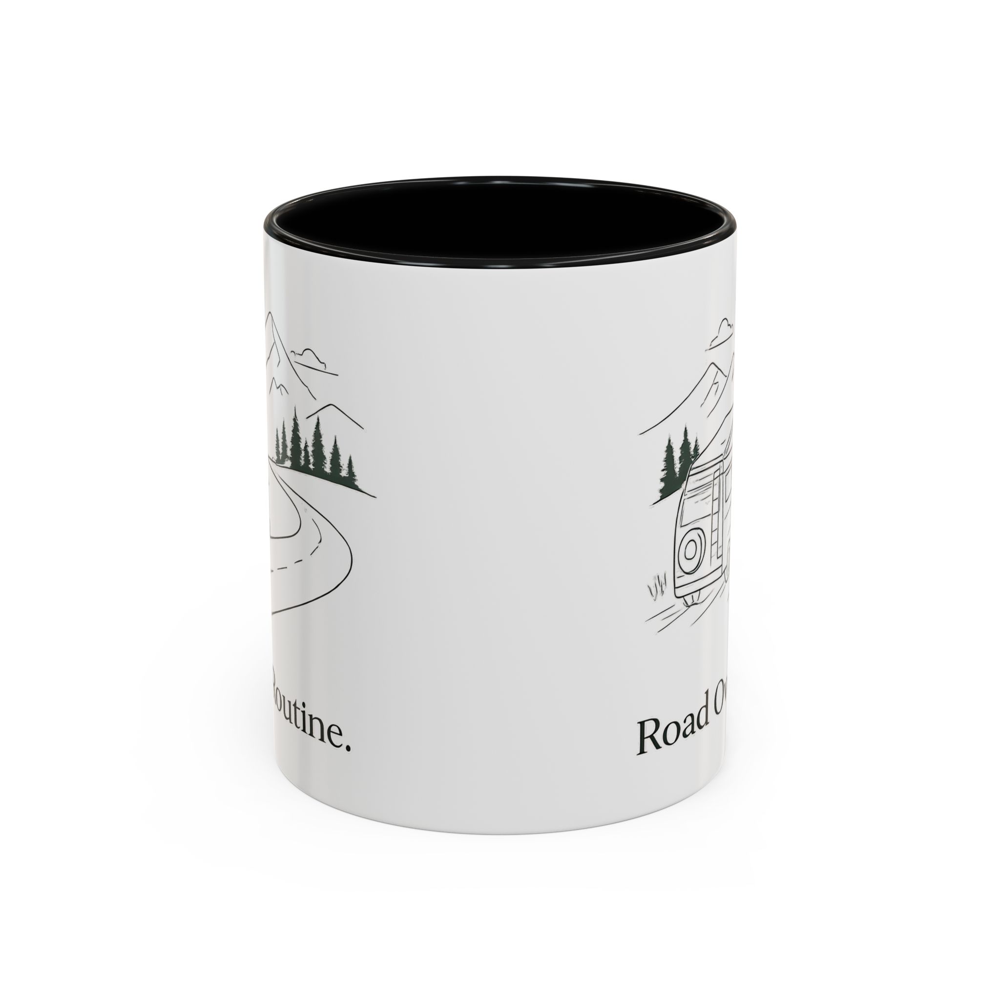 Accent Coffee Mug (11, 15oz) — "Road Over Routine" Design Minimal-Line