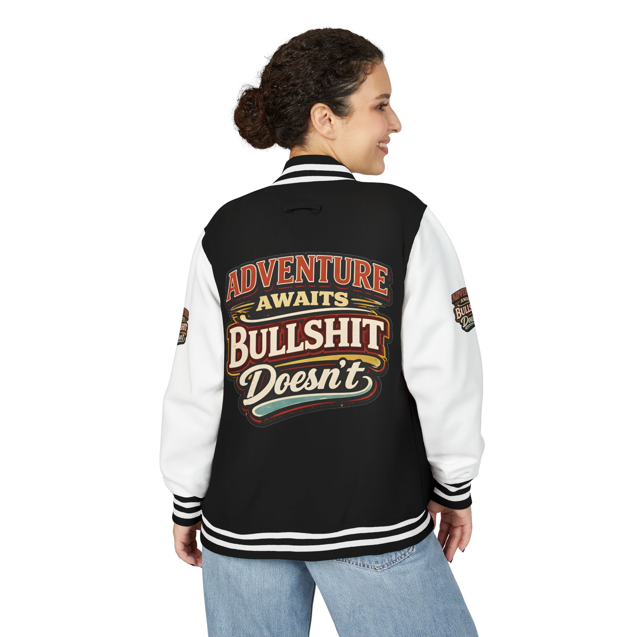 Unisex Heavyweight Letterman Jacket — "Adventure Awaits" Design F**K-Line