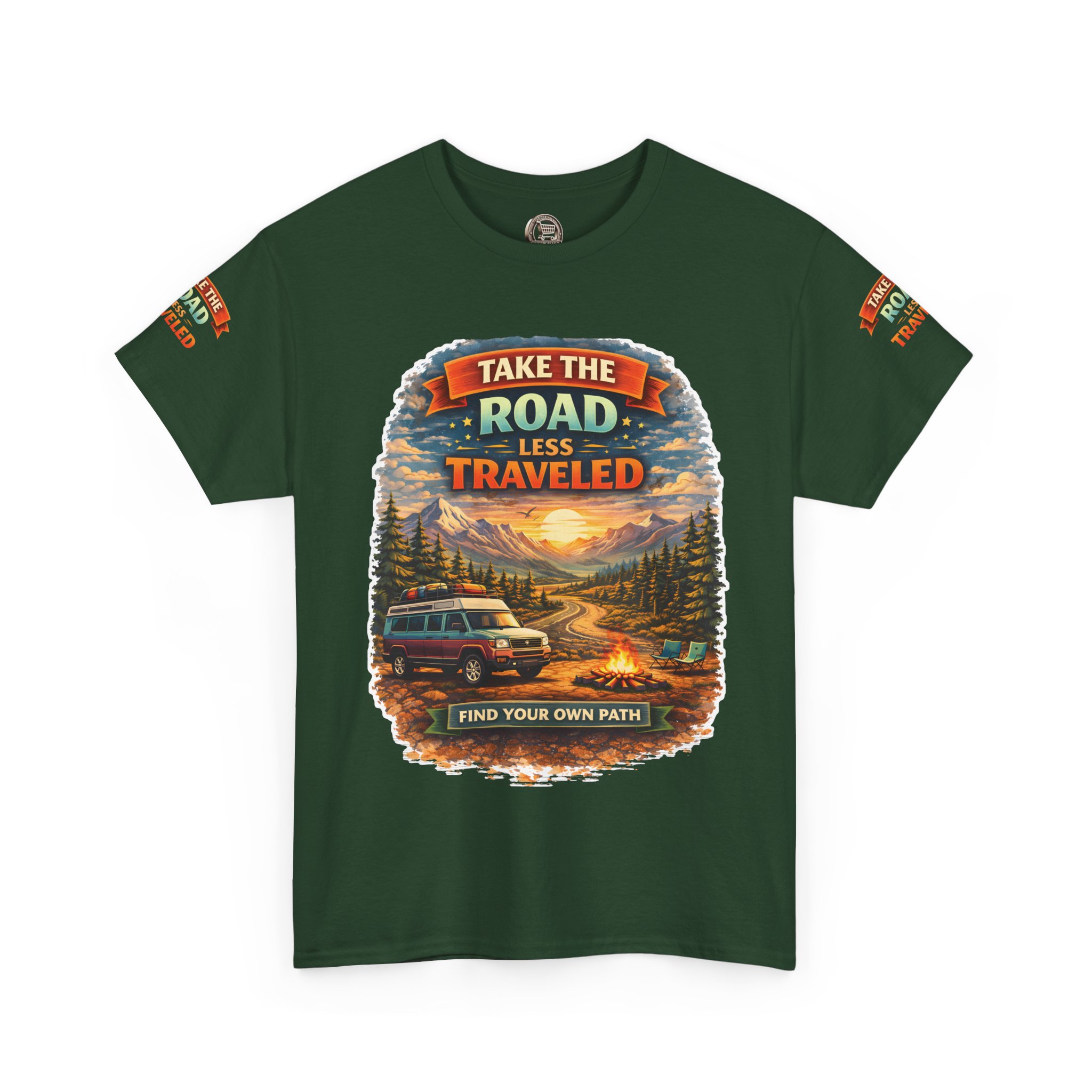 Unisex Heavy Cotton Tee — "Take The Road Less Traveled" Design Scenic-Line