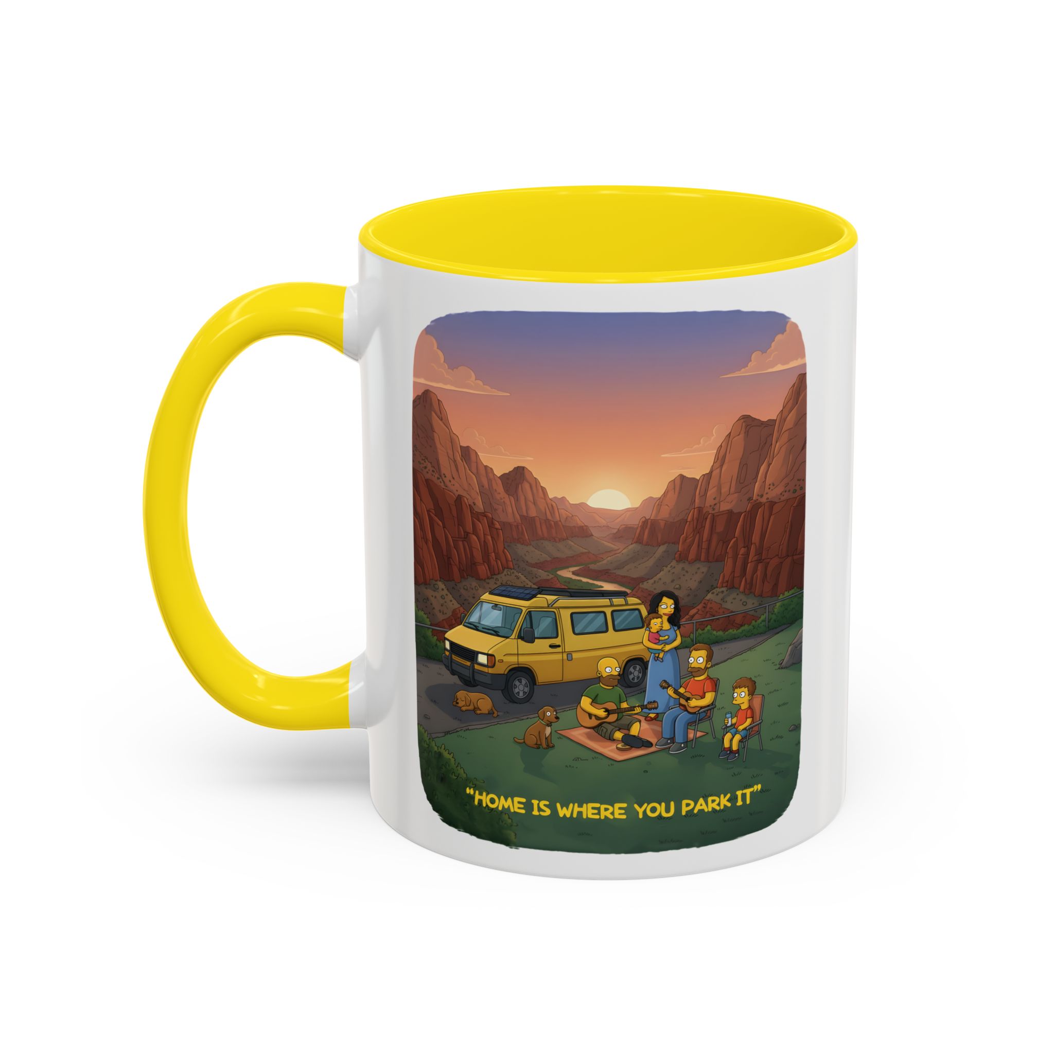 Accent Coffee Mug (11, 15oz) — "Home Is Where You Park It" Design Sitcom-Line