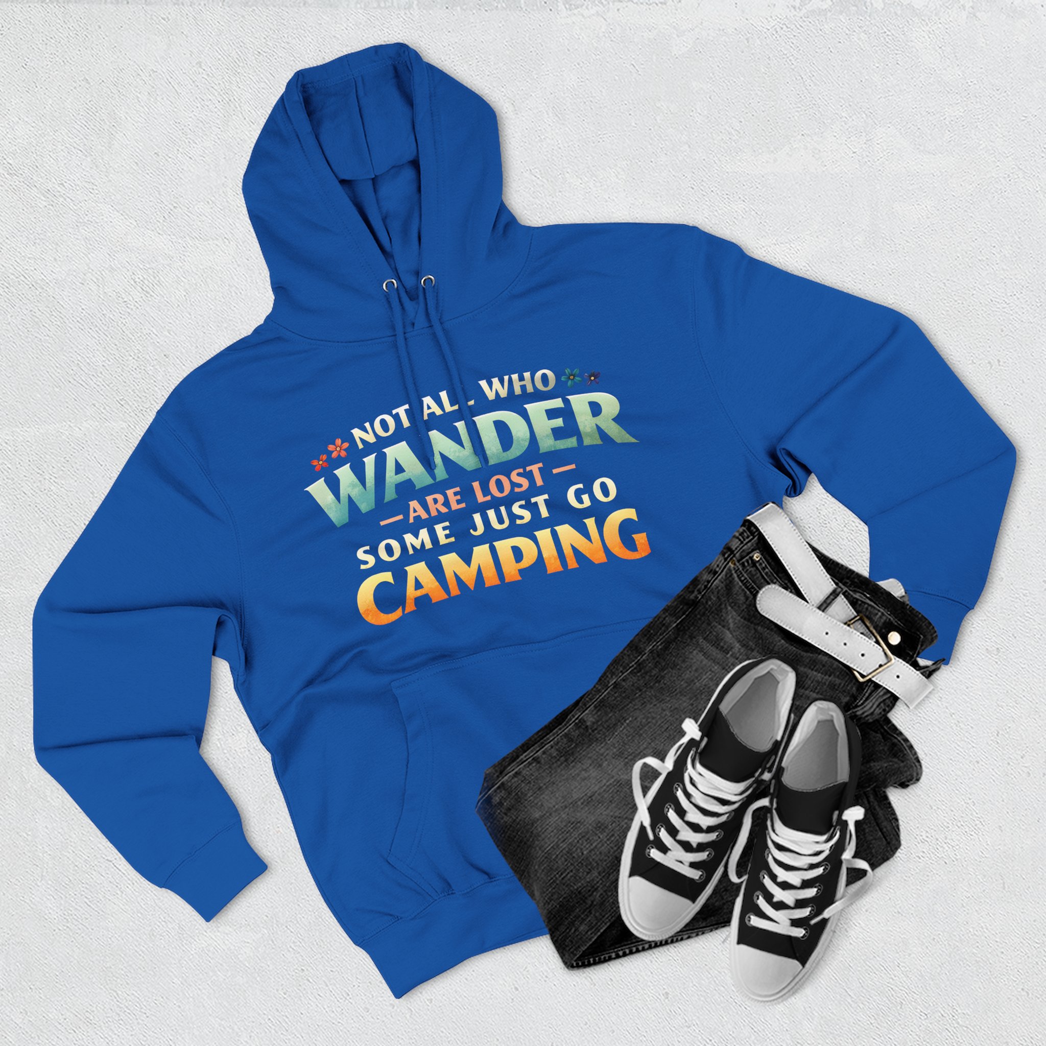 Three-Panel Fleece Hoodie - "Not All Who Wander Are Lost " Design Scenic-Line