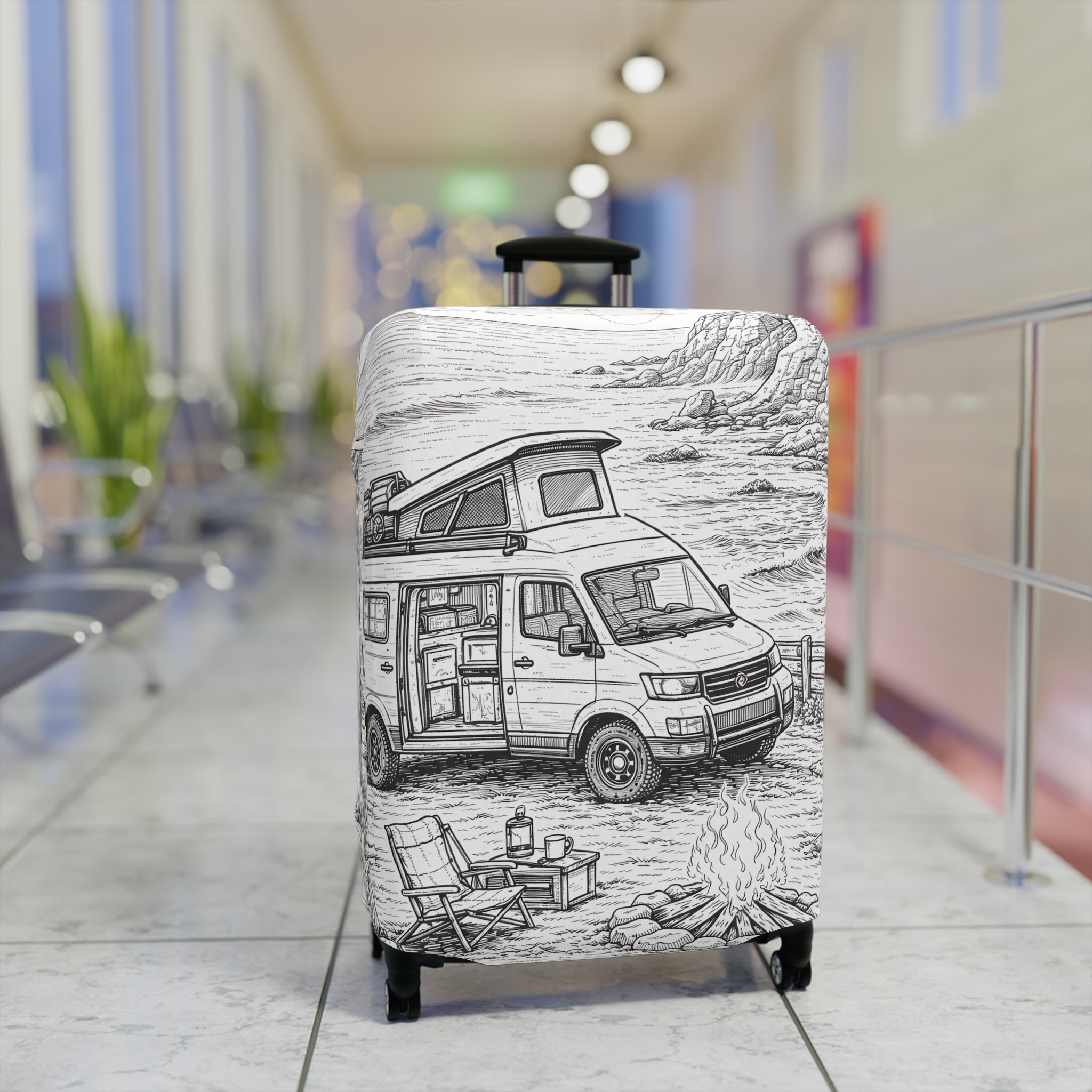 3374819069784618208_2048.jpeg Luggage Cover — Adventure Camper Sketch Travel Suitcase