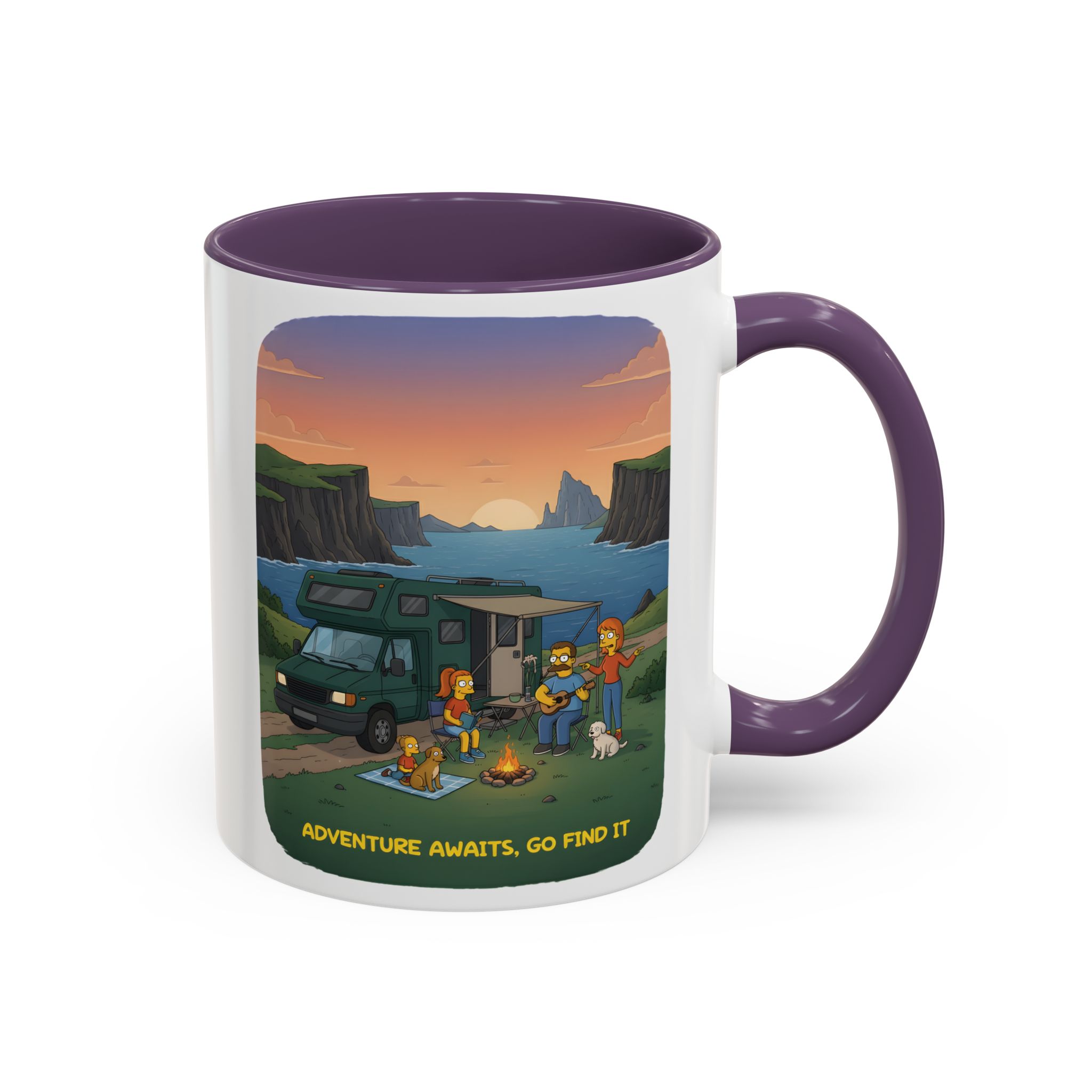 Accent Coffee Mug (11, 15oz) — "Adventure Awaits-Go Find It"" Design Sitcom-Line