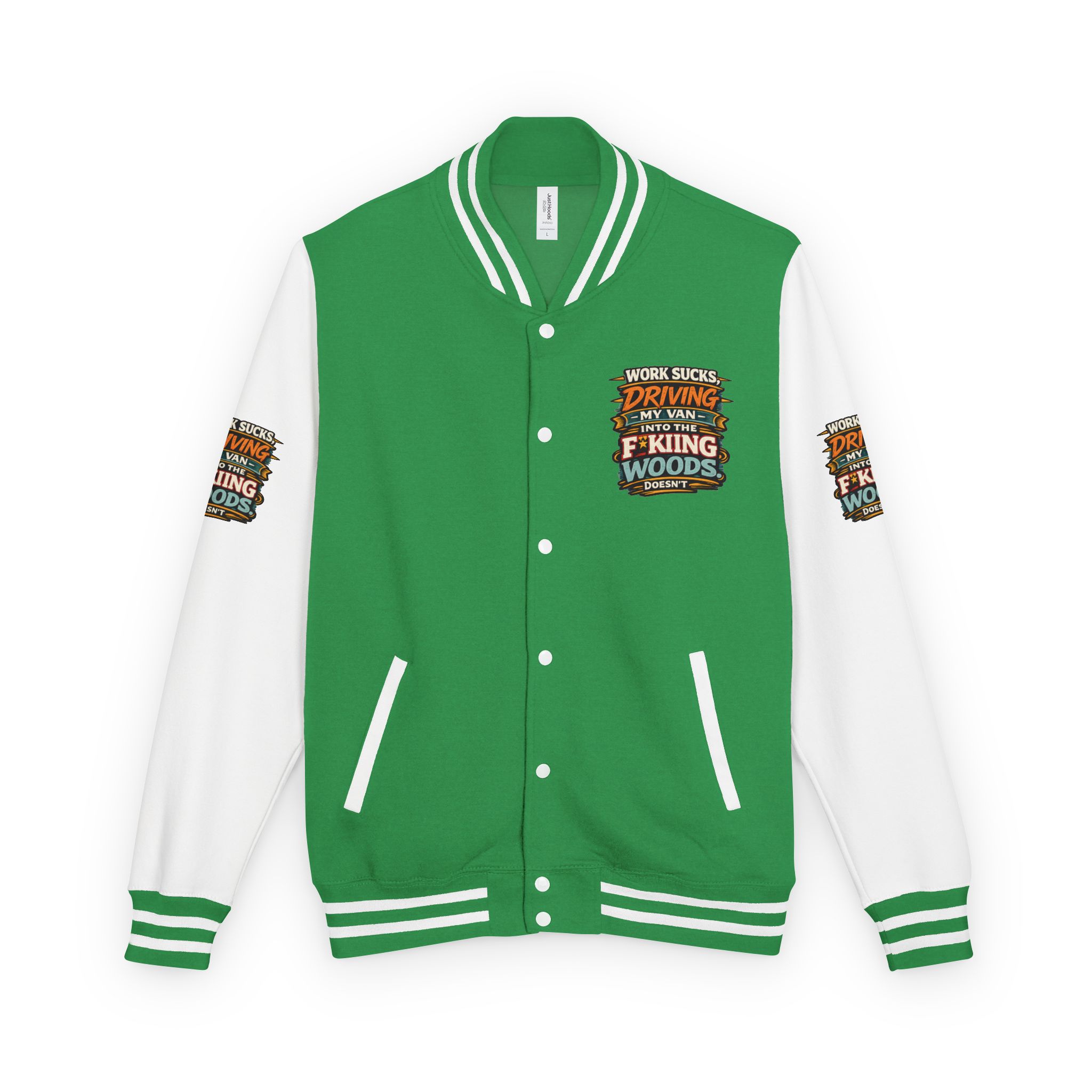 Unisex Heavyweight Letterman Jacket — "Work Sucks" Design F**K-Line