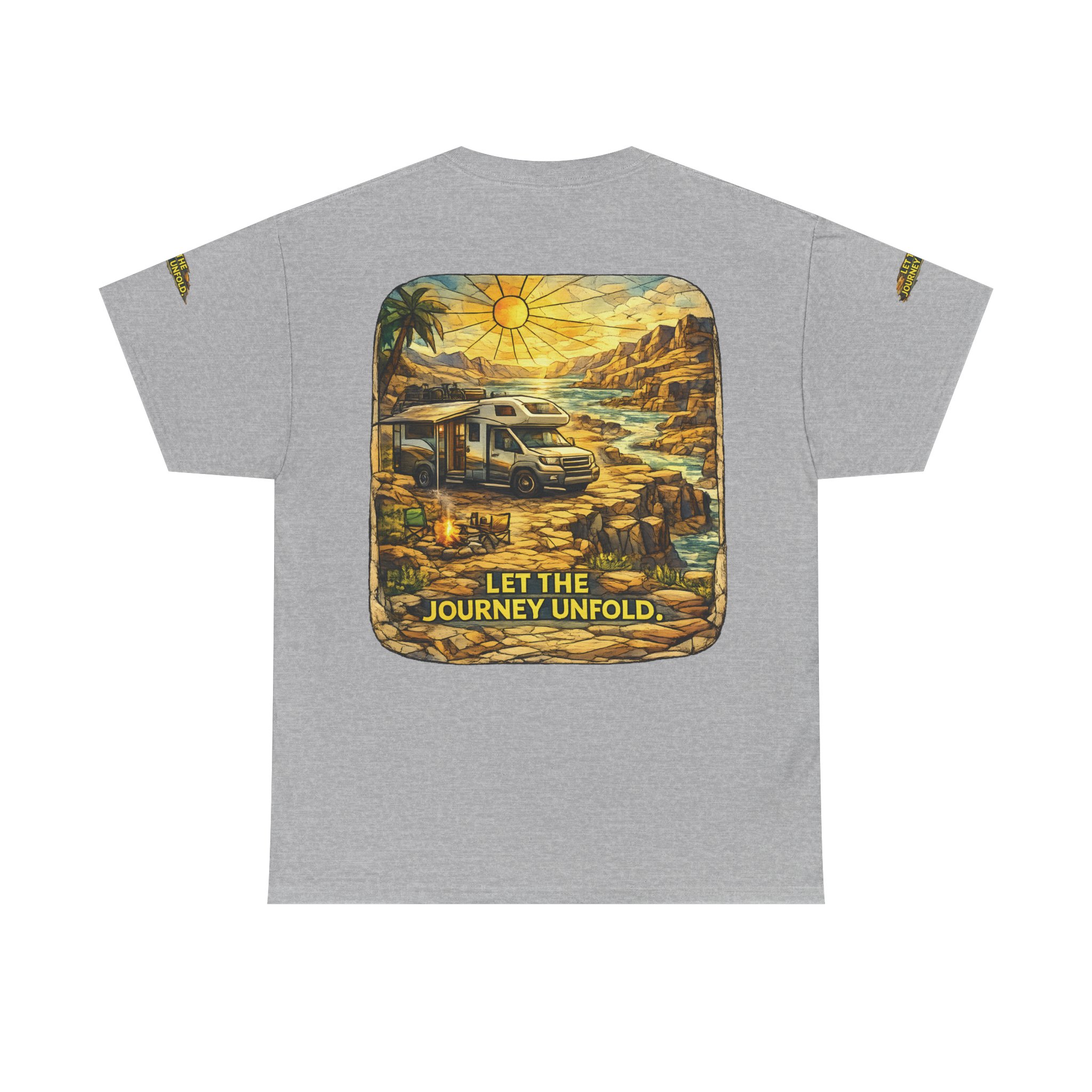 Unisex Heavy Cotton Tee — "Let The Journey Unfold" Design Cubic-Line