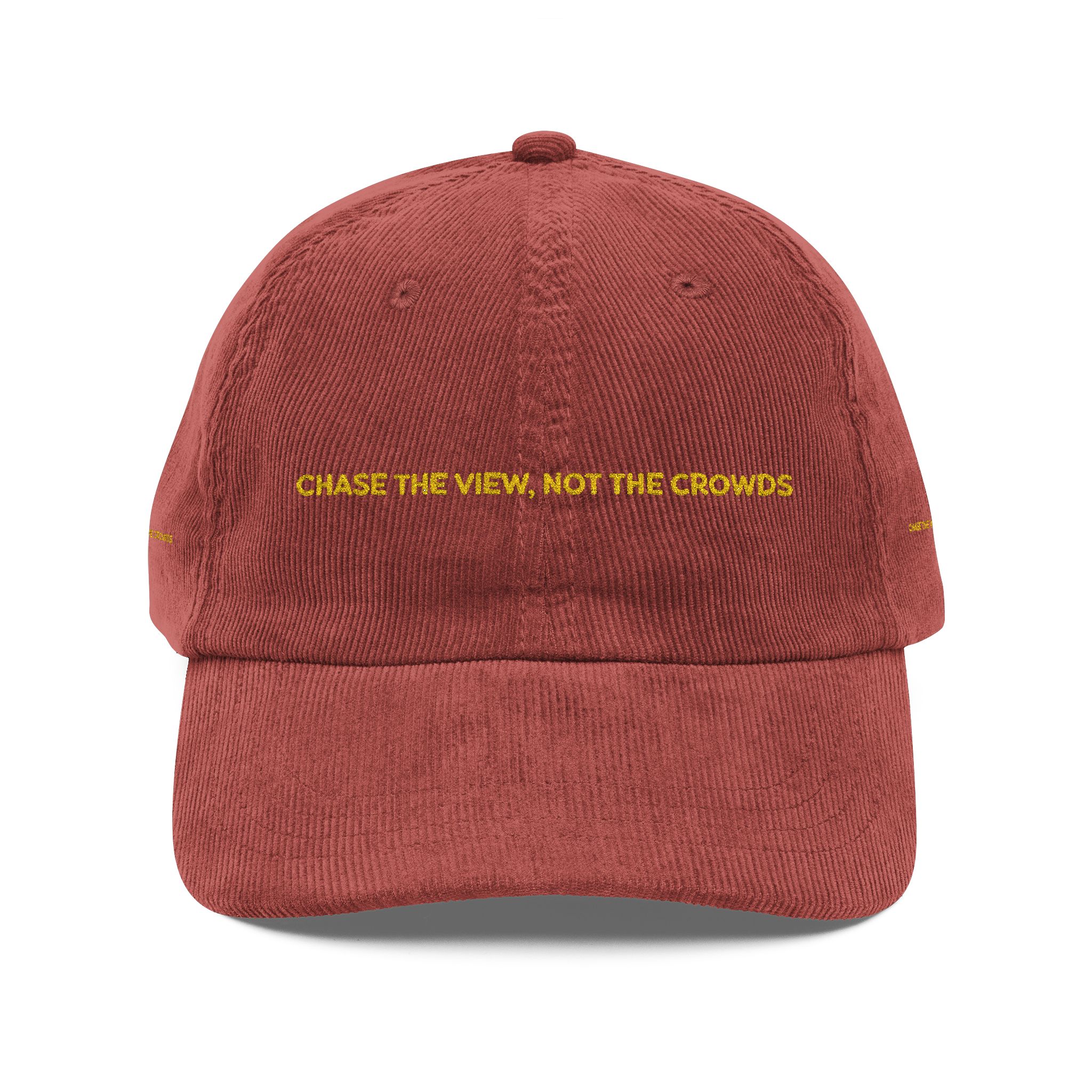 3394542695616300711_2048-1.jpeg Vintage Corduroy Cap (Embroidery) — "Chase The View,Not The Crowd" Embroidered Hat