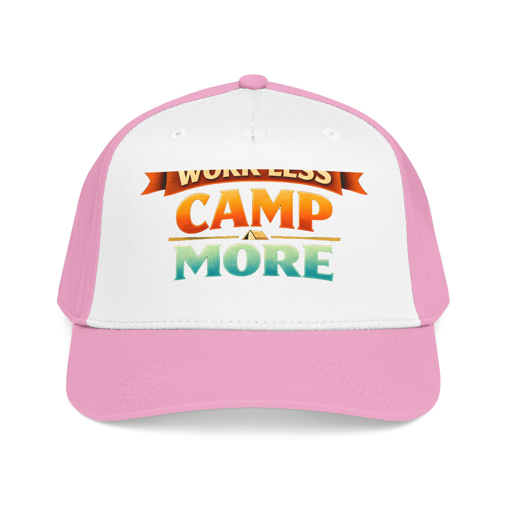 Baseball Cap - "Work Less-Camp More" Design Scenic-Line