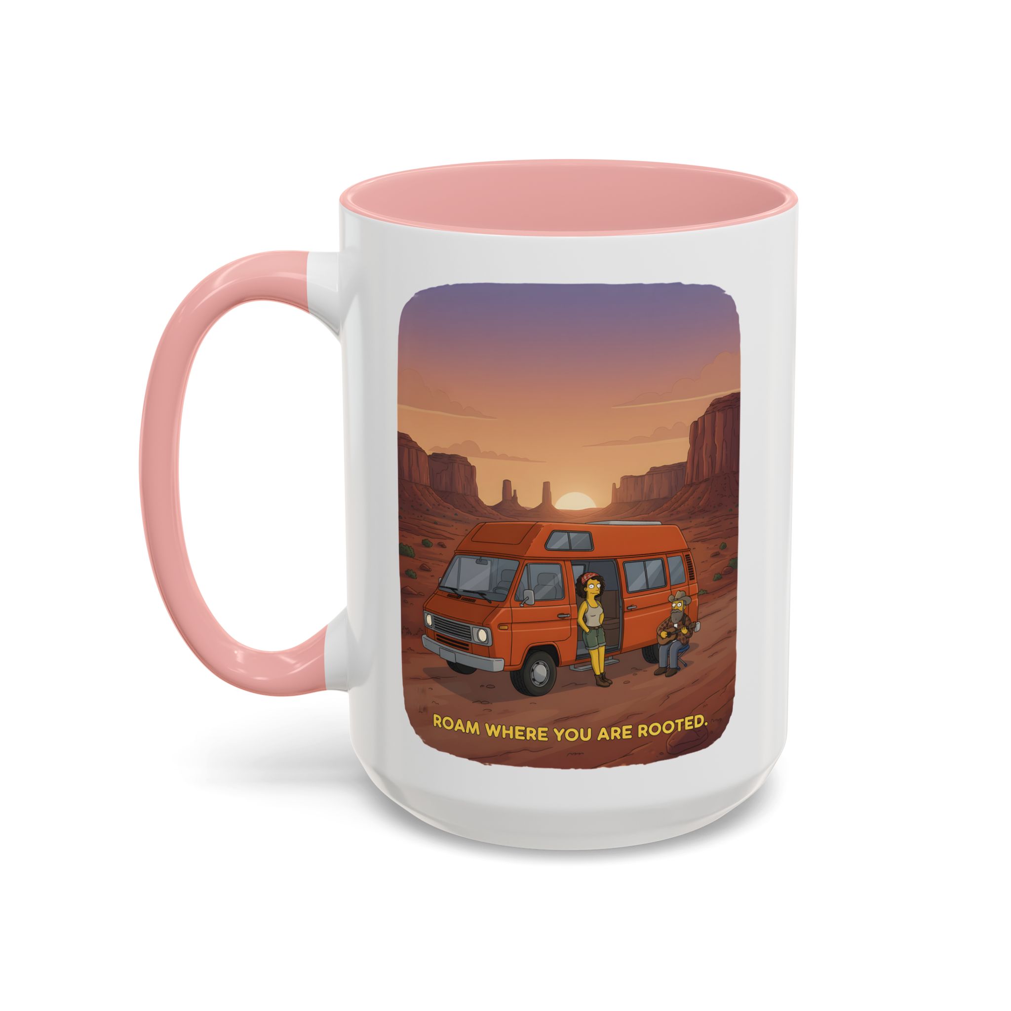 Accent Coffee Mug (11, 15oz) — "Roam Where You Are Rooted" Design Sitcom-Line