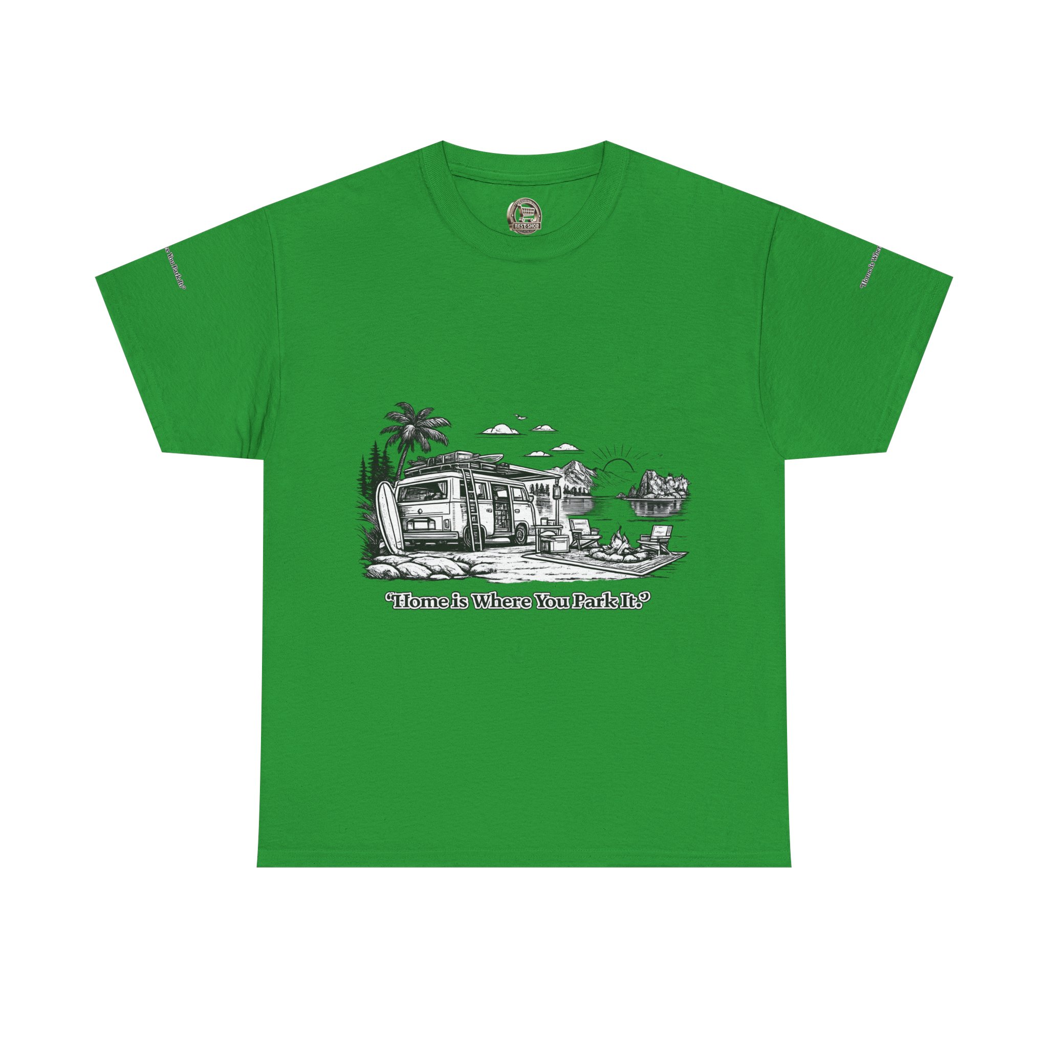 3400478345246199724_2048.jpeg Unisex Heavy Cotton Tee — "Home Is Where You Park It" Design Minimal-Line