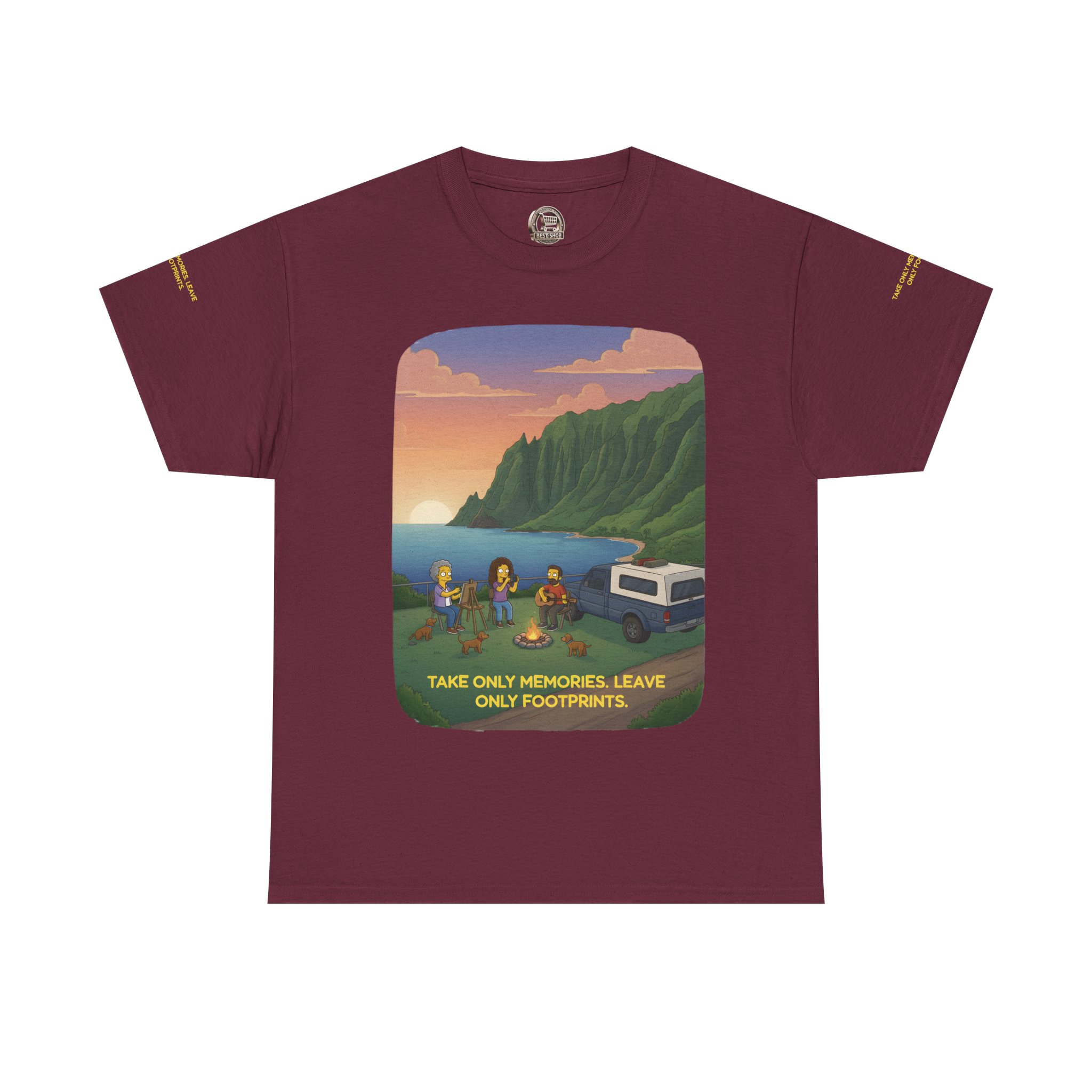 Unisex Heavy Cotton Tee — "Take Only Memories-Leave Only Footprints" Design Sitcom-Line