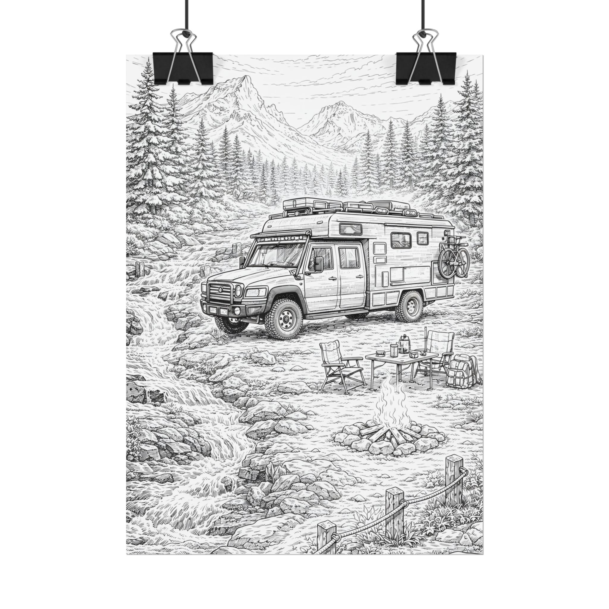 Campervan Poster — Vintage RV Camping Landscape Wall Art