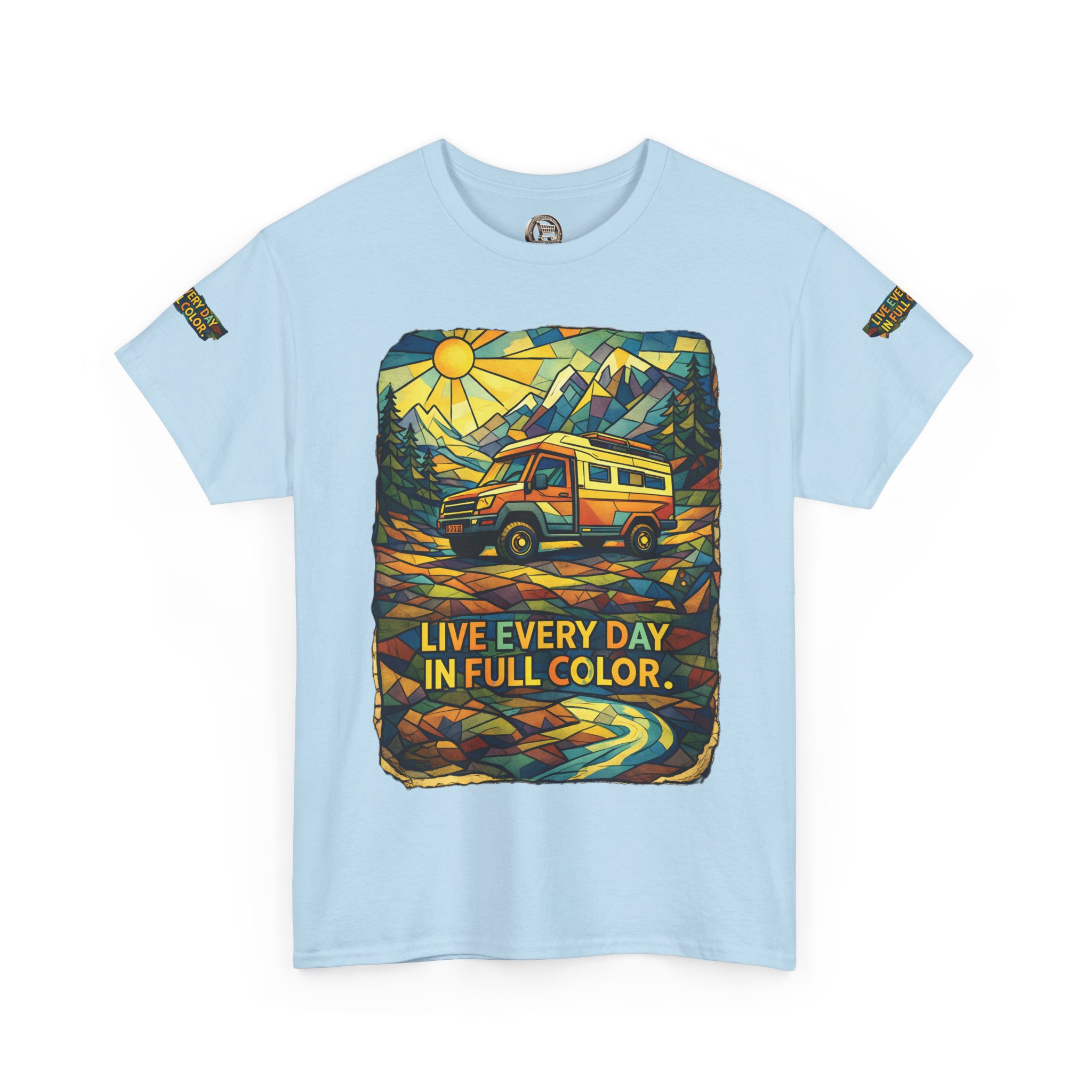 3417772923865968337_2048.jpeg Unisex Heavy Cotton Tee — "Live Life Every Day In Full Color" Design Cubic-Line