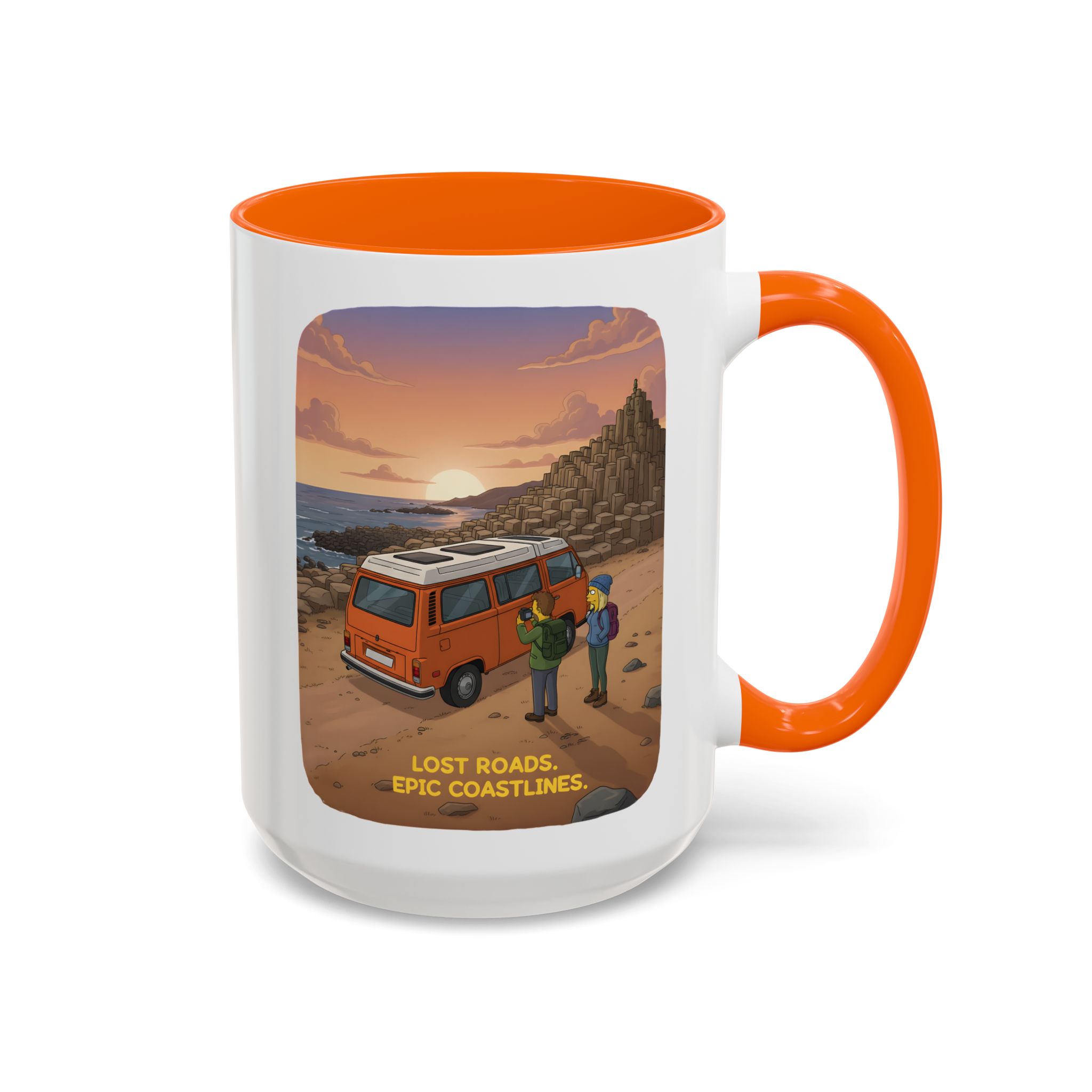 Accent Coffee Mug (11, 15oz) — "Lost Roads Epic Coastlines" Design Sitcom-Line