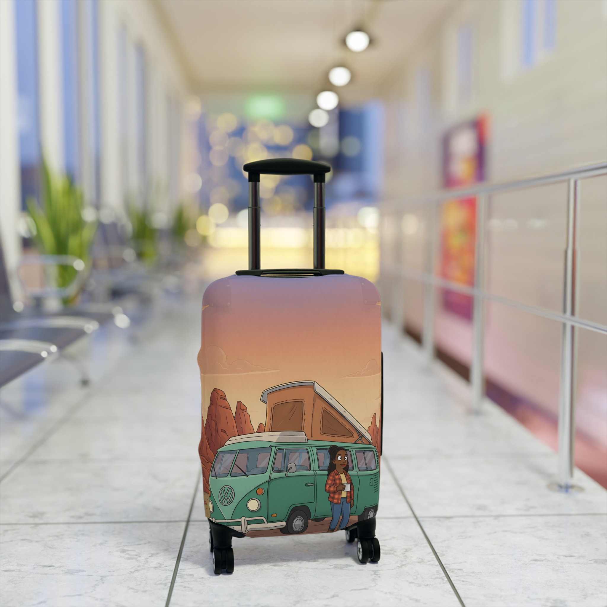 Luggage Cover — Adventure Camper Sketch Travel Suitcase(Design Sitcom-Line)