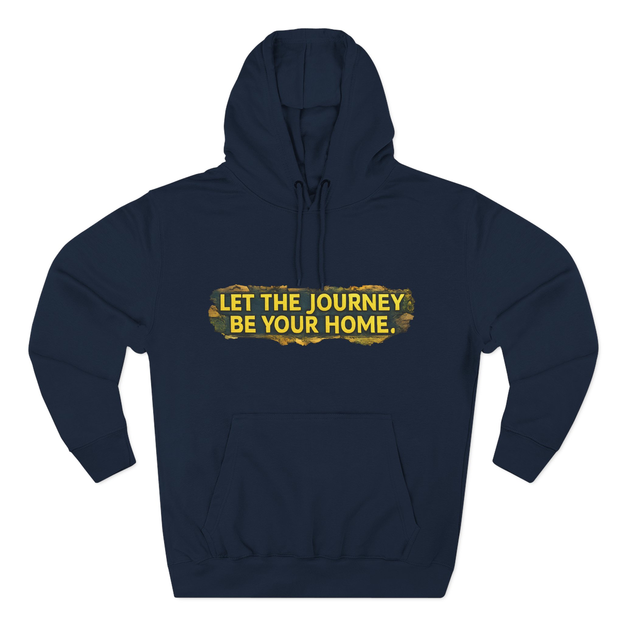 Three-Panel Fleece Hoodie - "Let The Journey Be Your Home" Design Cubic-Line