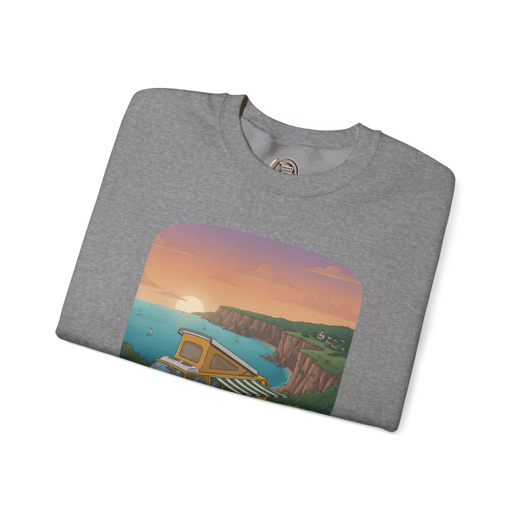 Unisex Heavy Blend™ Crewneck Sweatshirt — "The World Awaits" Design Sitcom-Line