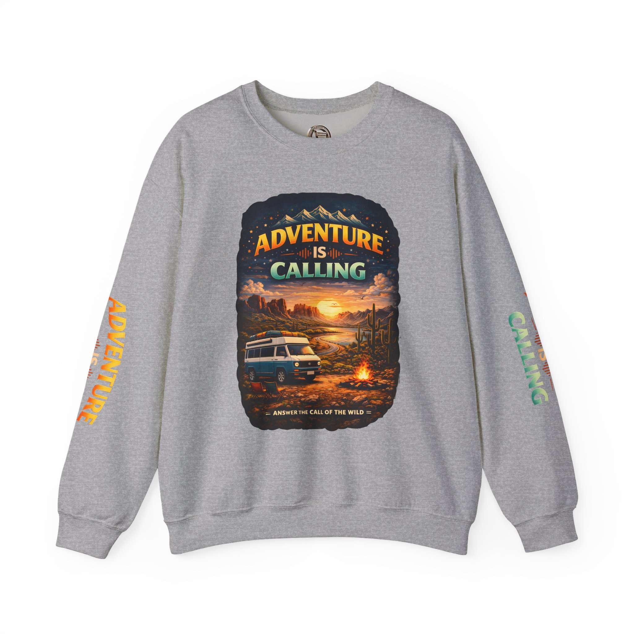 Unisex Heavy Blend™ Crewneck Sweatshirt — "Adventure Is Calling" Design Scenic-Line