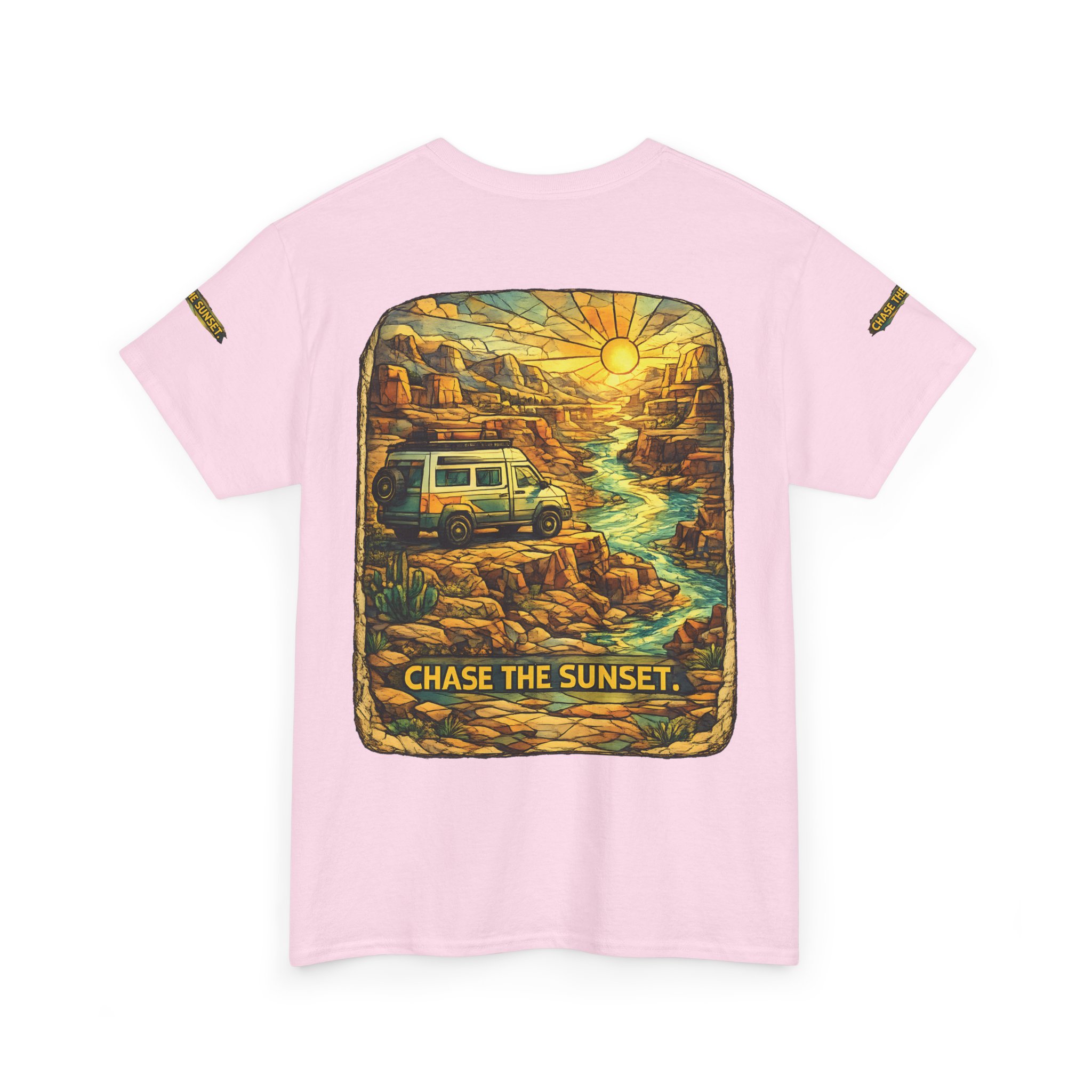 3429406891601358467_2048.jpeg Unisex Heavy Cotton Tee — "Chase The Sunset" Design Cubic-Line