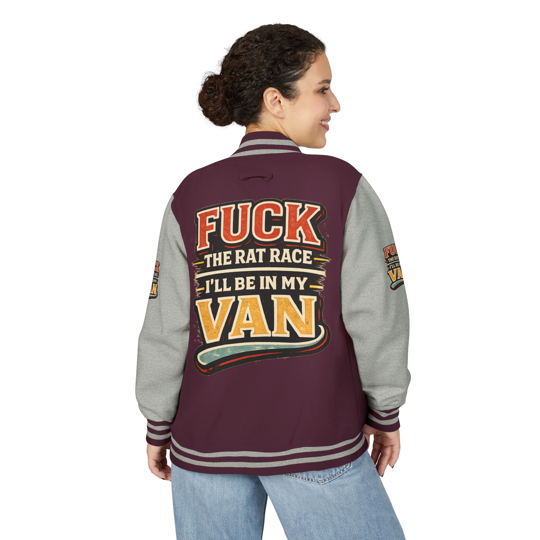 Unisex Heavyweight Letterman Jacket — "Fuck The Rat Race" Design F**K-Line