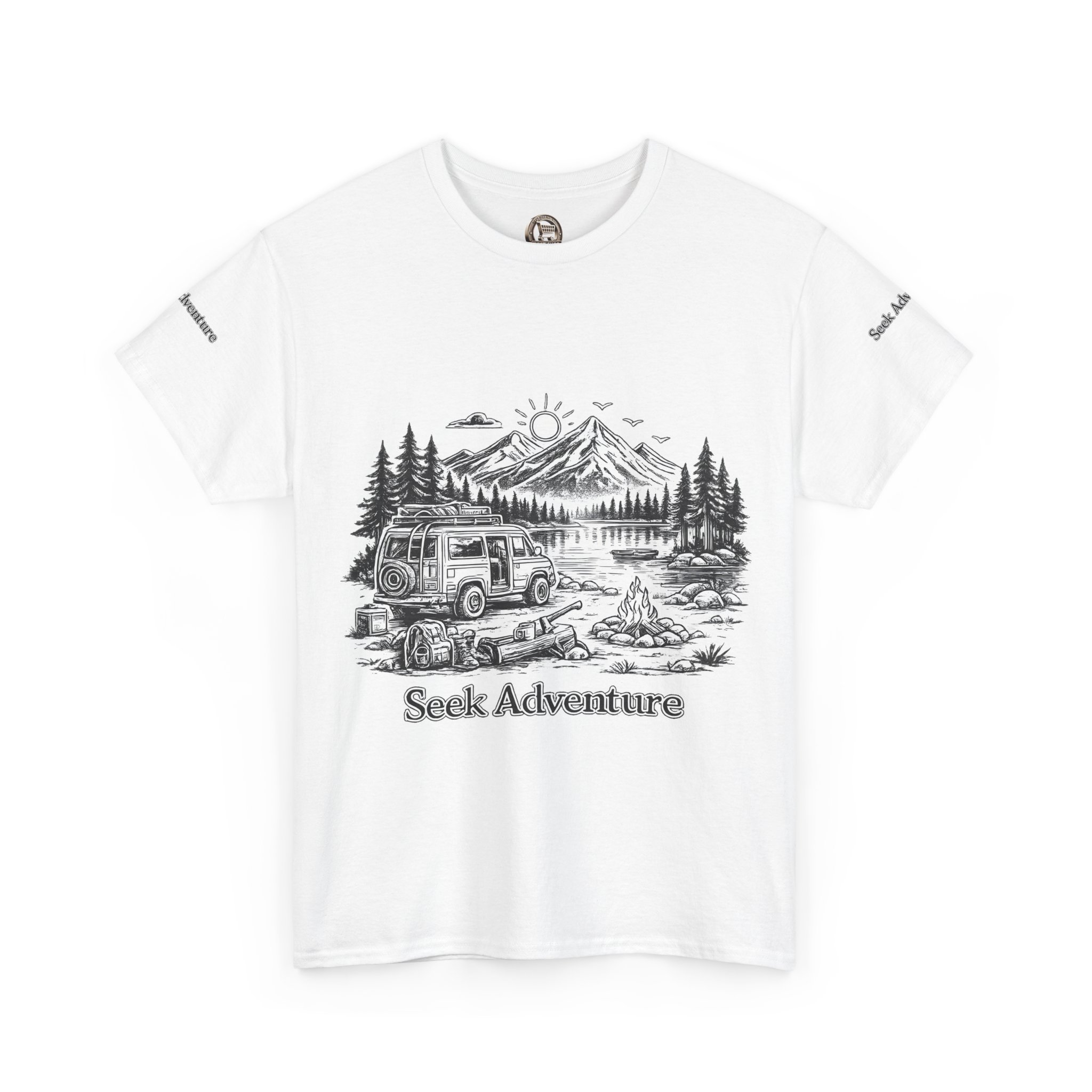 3435056164393777432_2048.jpeg Unisex Heavy Cotton Tee — "Seek Adventure" Design Minimal-Line