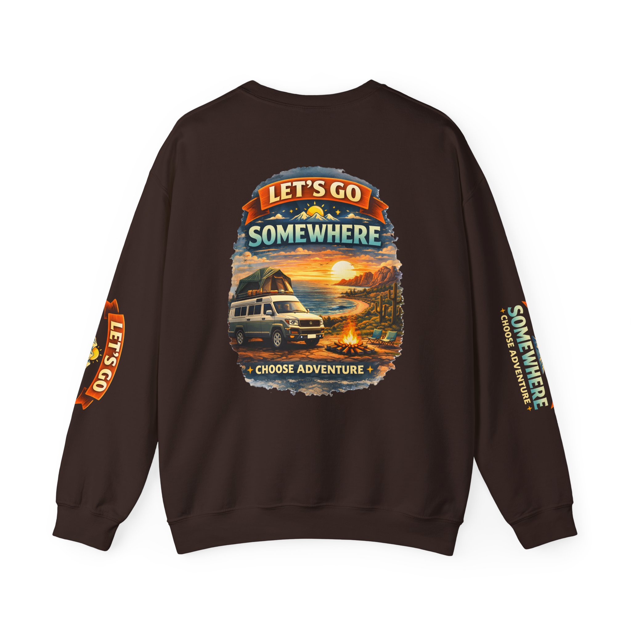 Unisex Heavy Blend™ Crewneck Sweatshirt — "Lets Go Somewhere" Design Scenic-Line