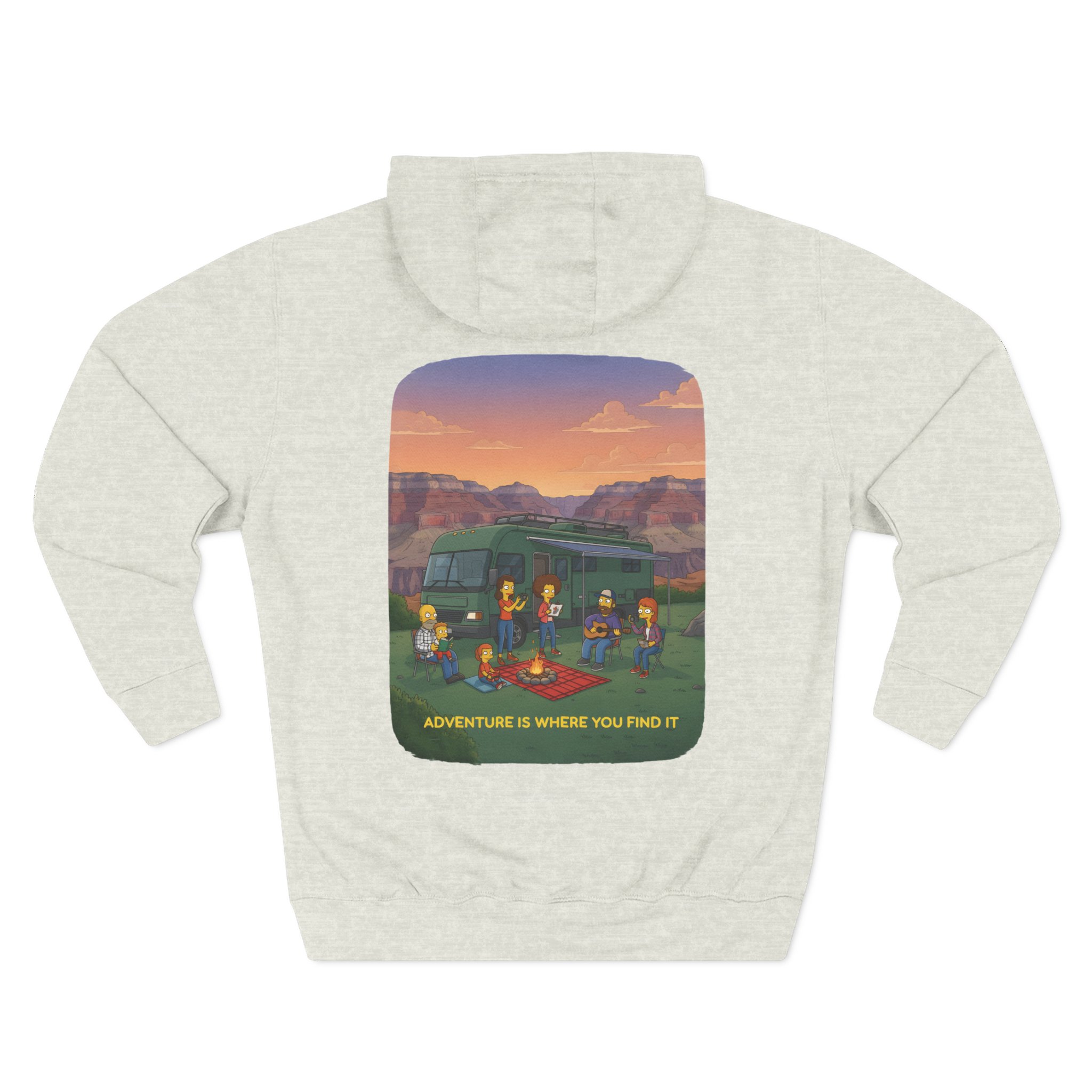 Three-Panel Fleece Hoodie - "Adventure Is Where You Find It" Design Sitcom-Line