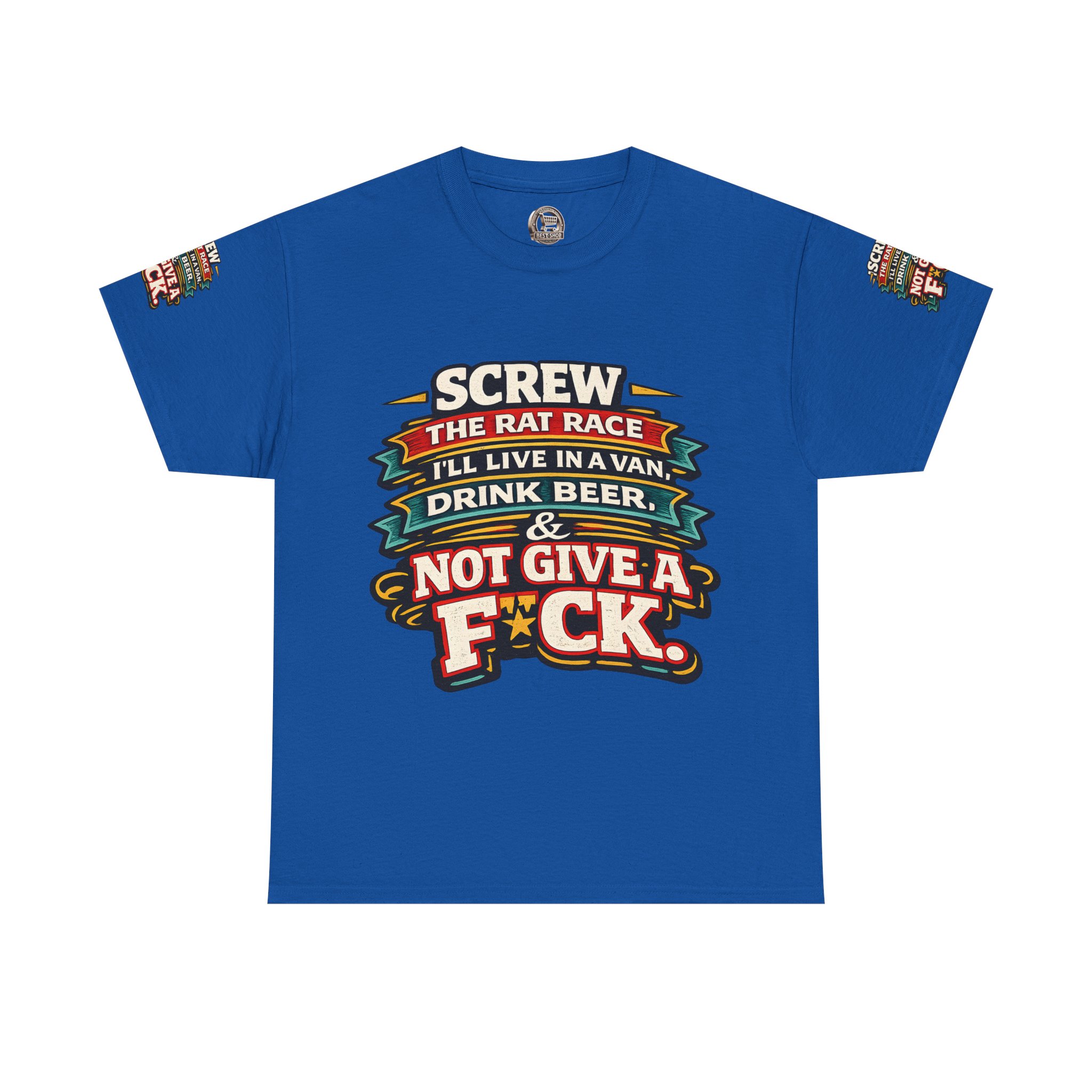 Unisex Heavy Cotton Tee — "Screw The Rat Race" Design F**K-Line