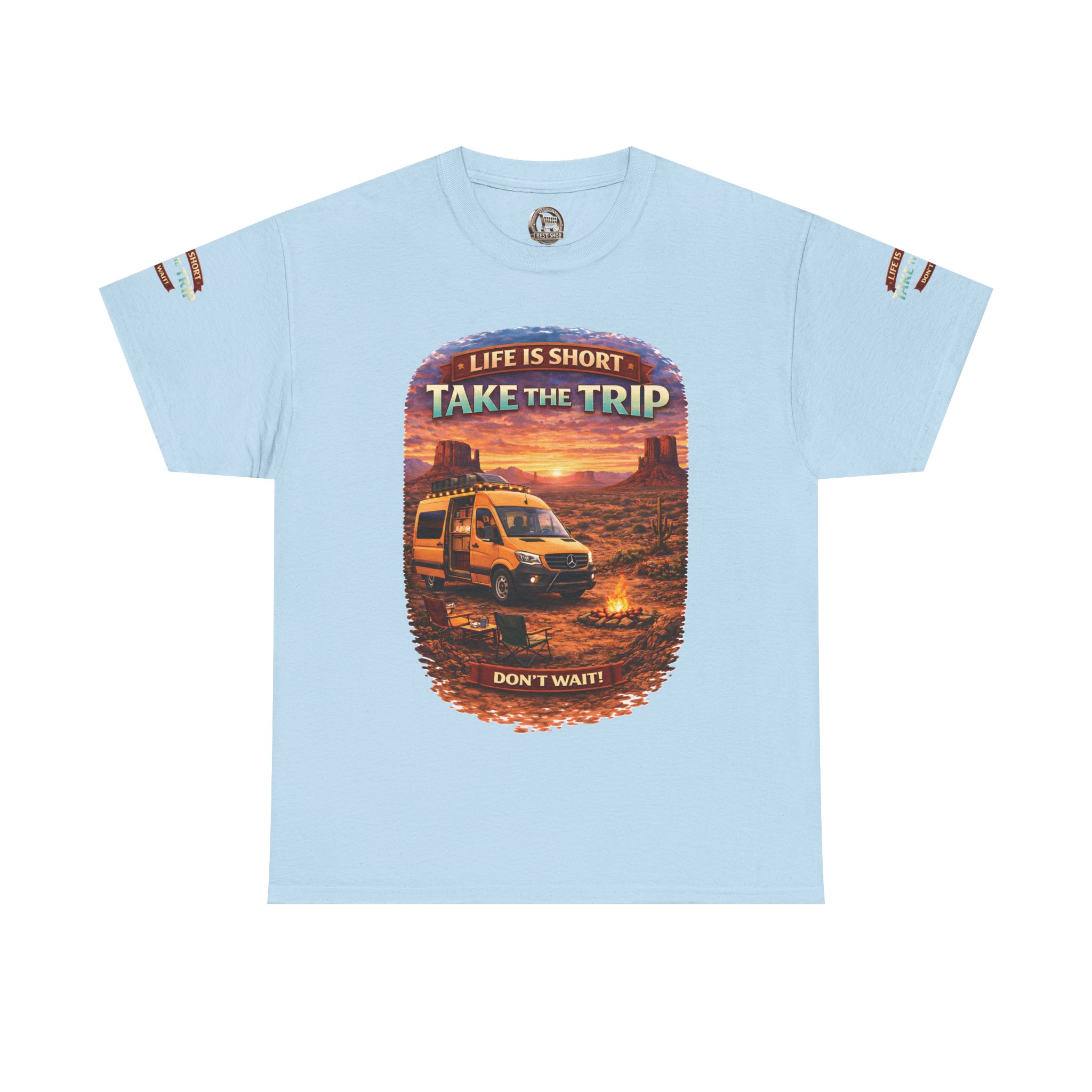 Unisex Heavy Cotton Tee — "Life Is To Short-Take The Trip" Design Scenic-Line