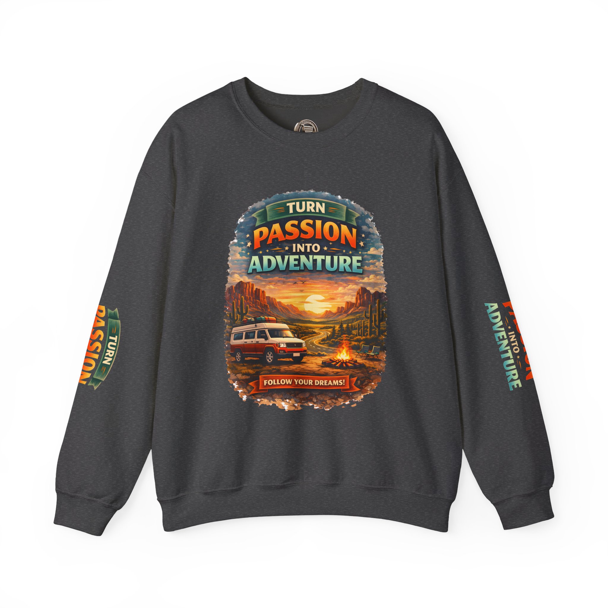 Unisex Heavy Blend™ Crewneck Sweatshirt — "Turn Passion Into Adventure" Design Scenic-Line
