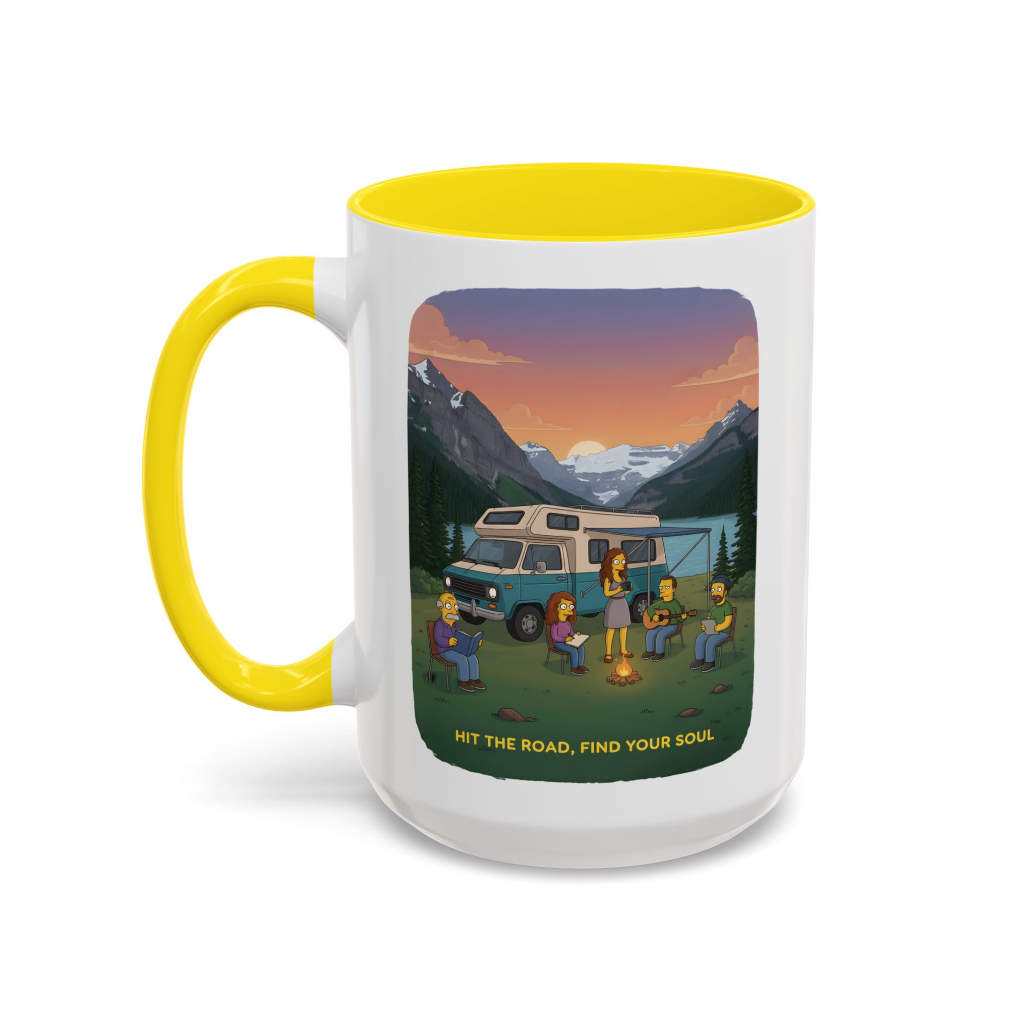 Accent Coffee Mug (11, 15oz) — "Hit The Road-Find Your Soul" Design Sitcom-Line