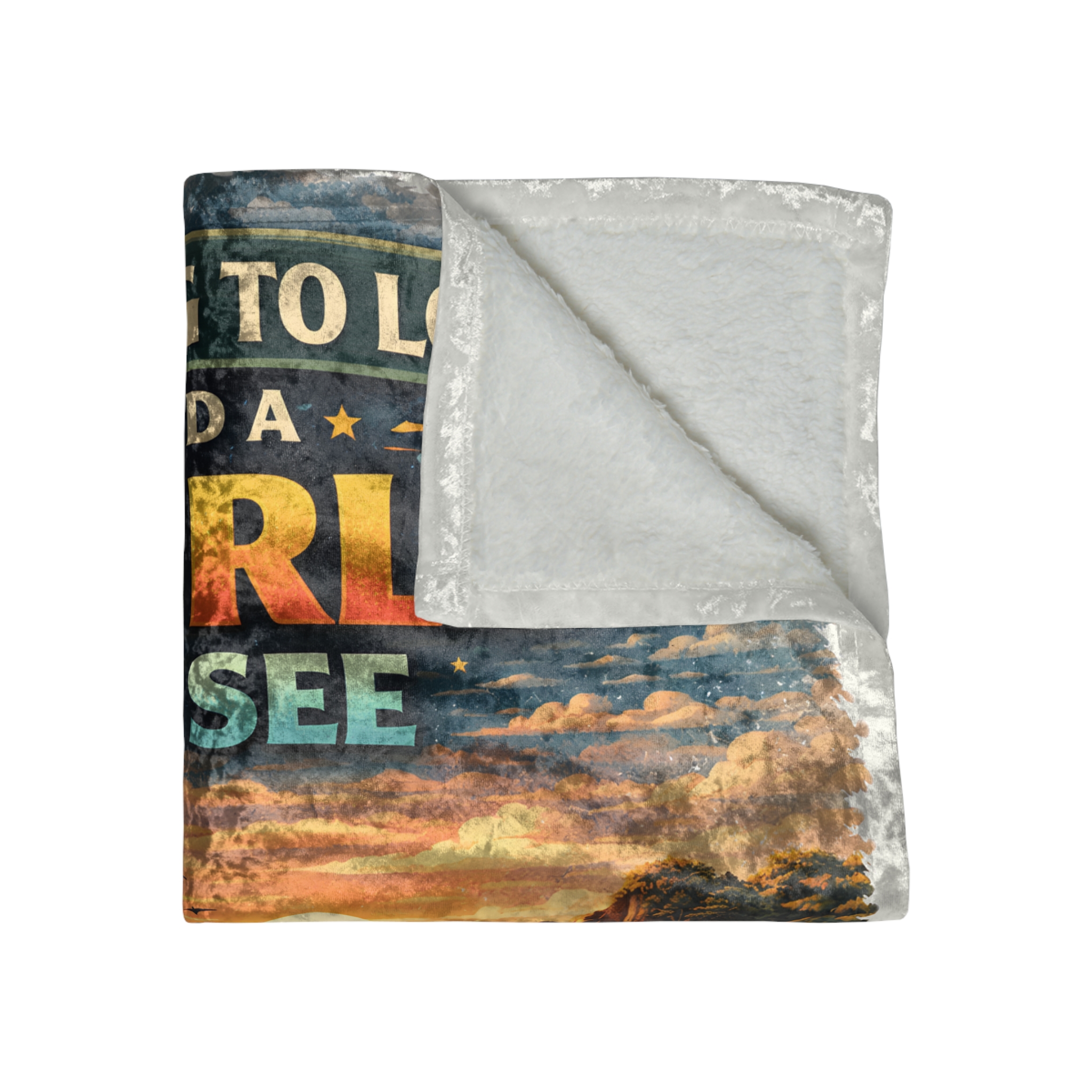 Crushed Velvet Blanket —"Nothing To Lose" Design Scenic-Line (Campervan)