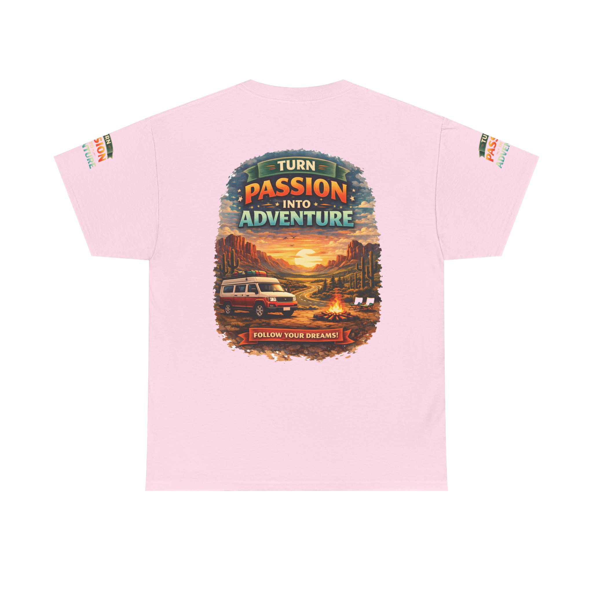 Unisex Heavy Cotton Tee — "Turn Passion Into Adventure" Design Scenic-Line