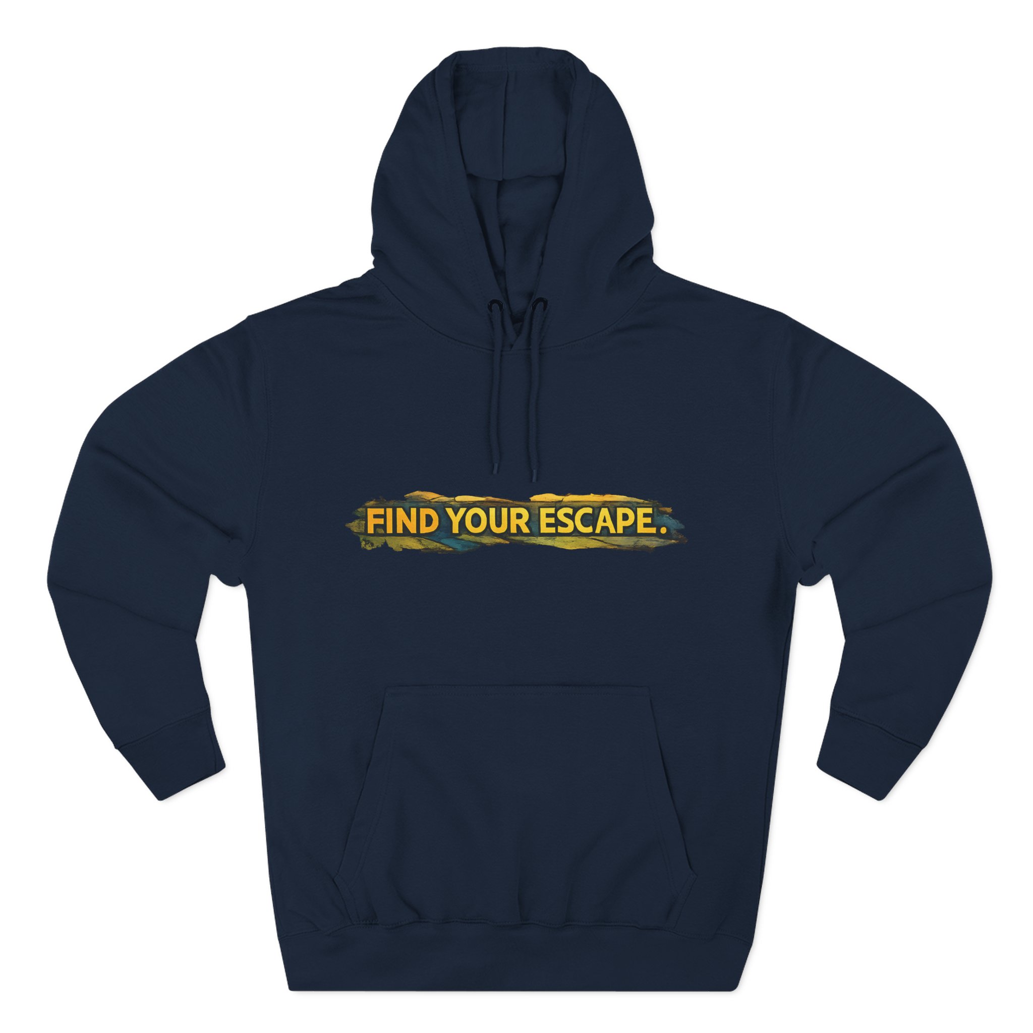 Three-Panel Fleece Hoodie - "Find Your Escape" Design Cubic-Line