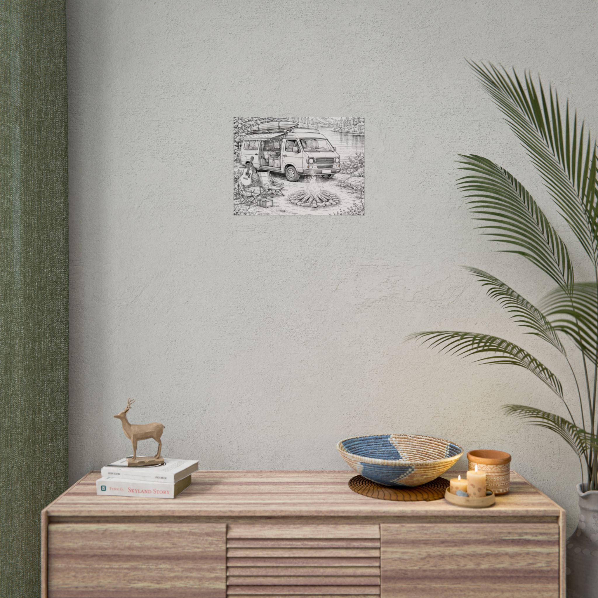 Campervan Poster — Vintage RV Camping Landscape Wall Art