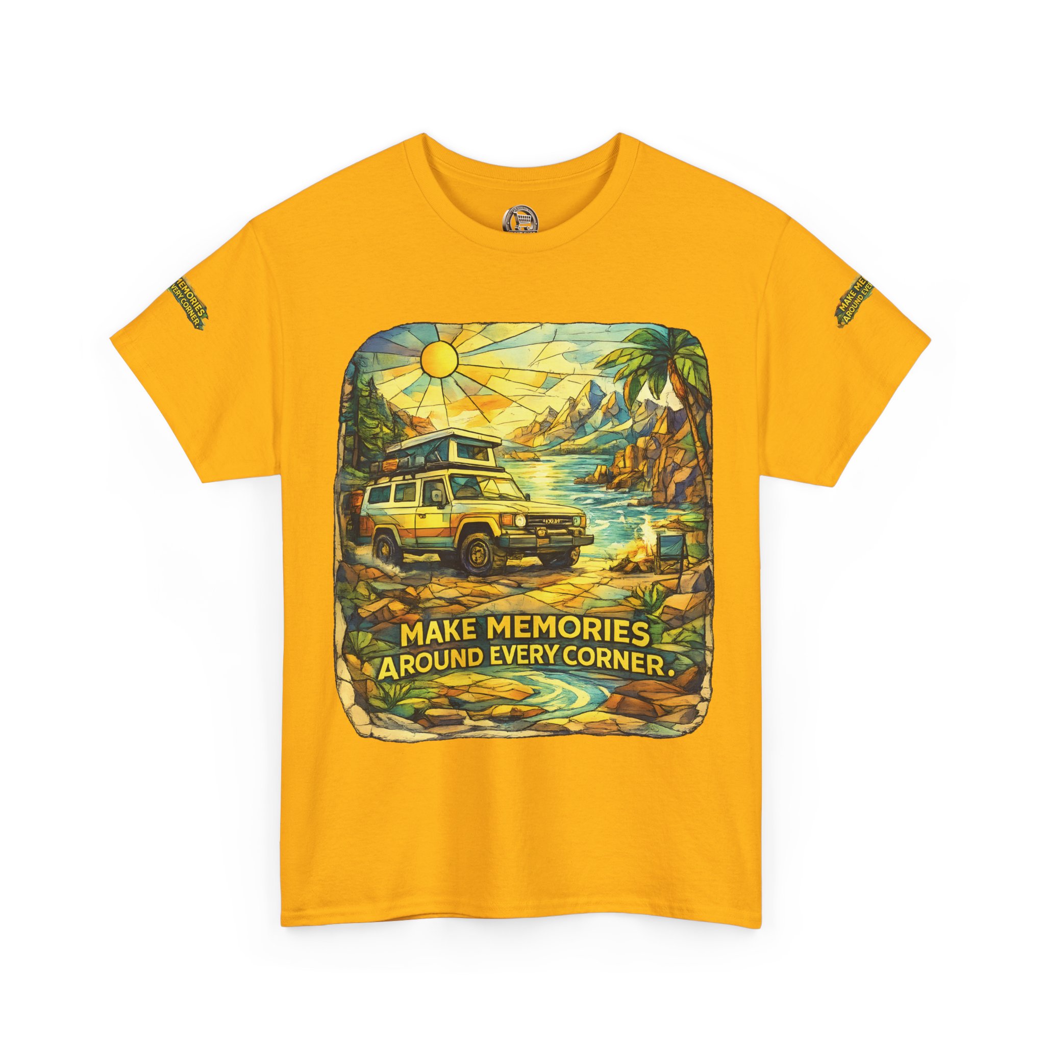 3468219721268772544_2048.jpeg Unisex Heavy Cotton Tee — "Make Memories Around Every Corner" Design Cubic-Line