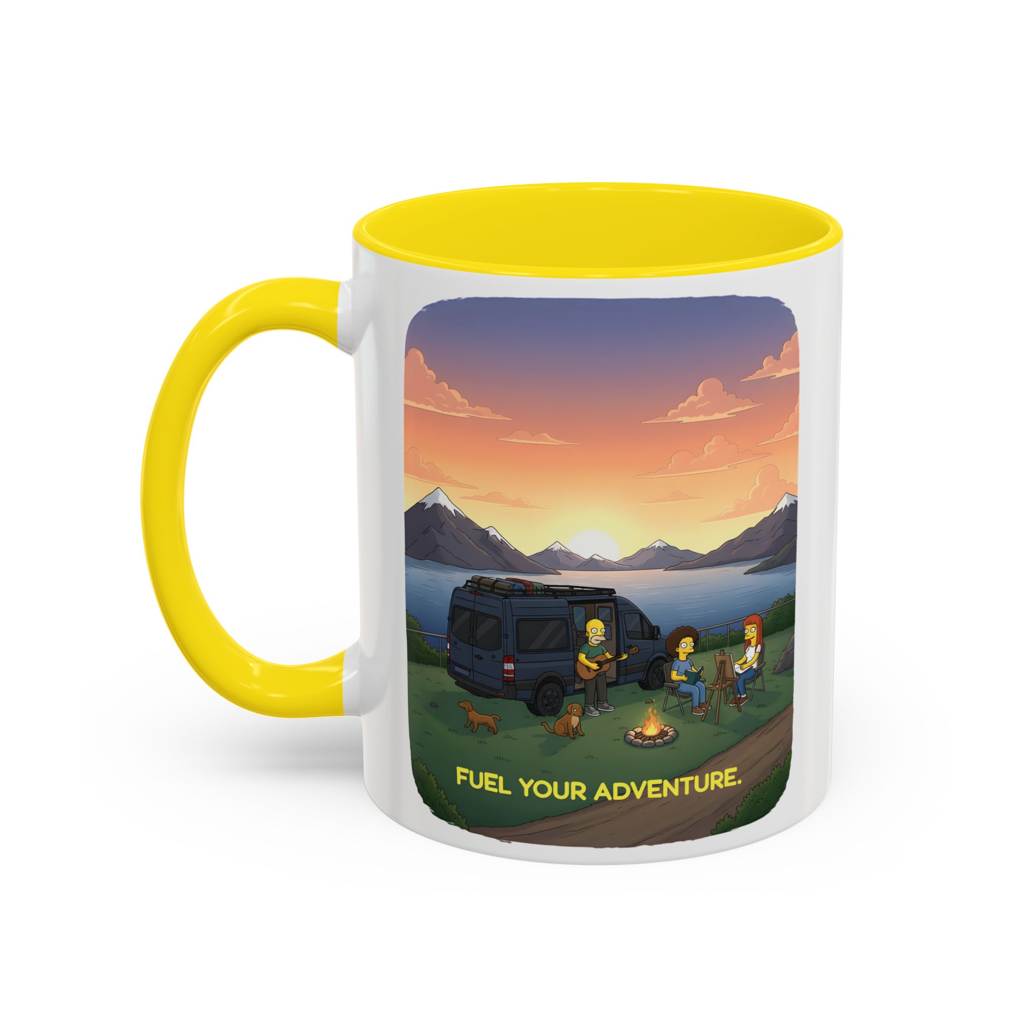 Accent Coffee Mug (11, 15oz) — "Fuel Your Adventure" Design Sitcom-Line