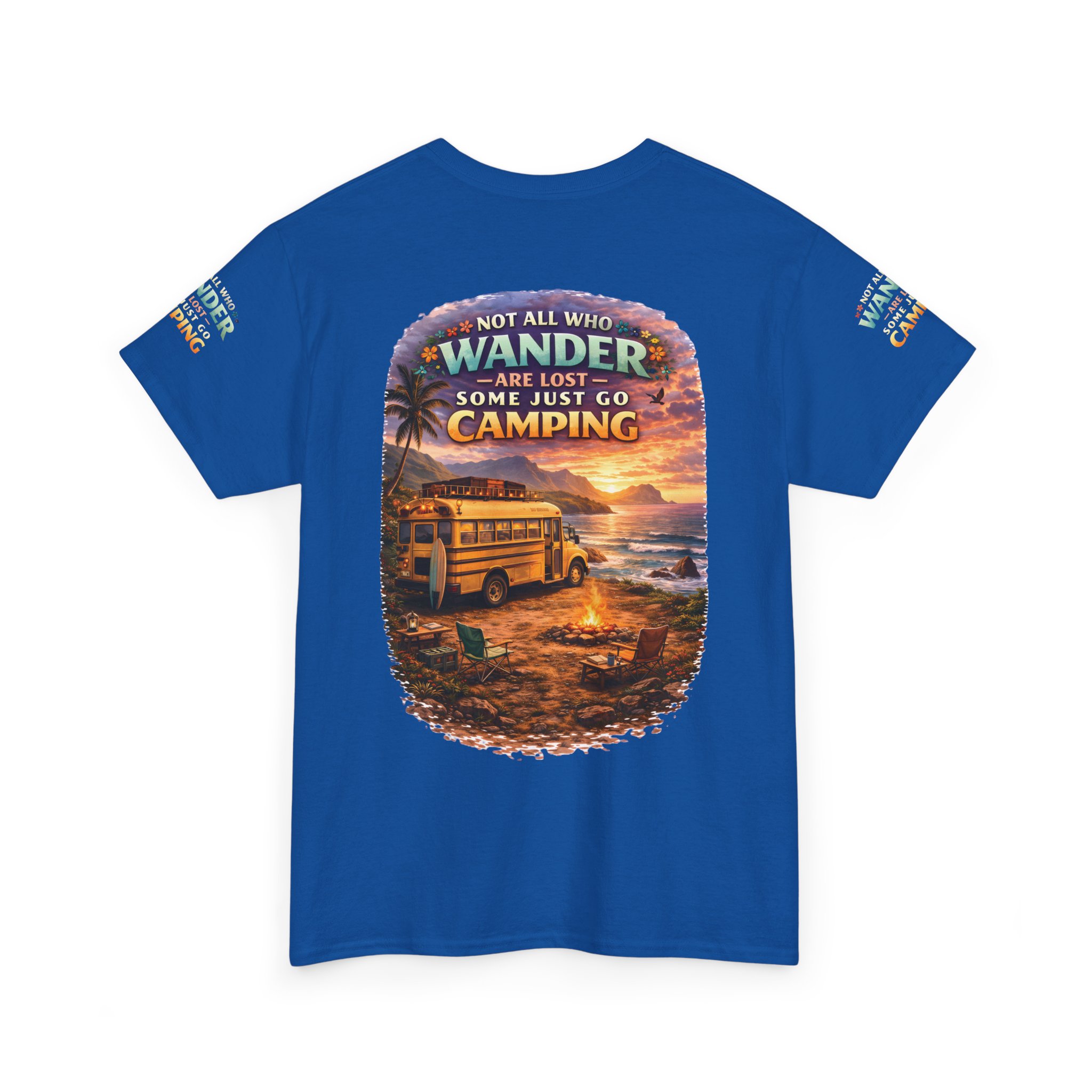 Unisex Heavy Cotton Tee — "Not All Who Wander Are Lost" Design Scenic-Line