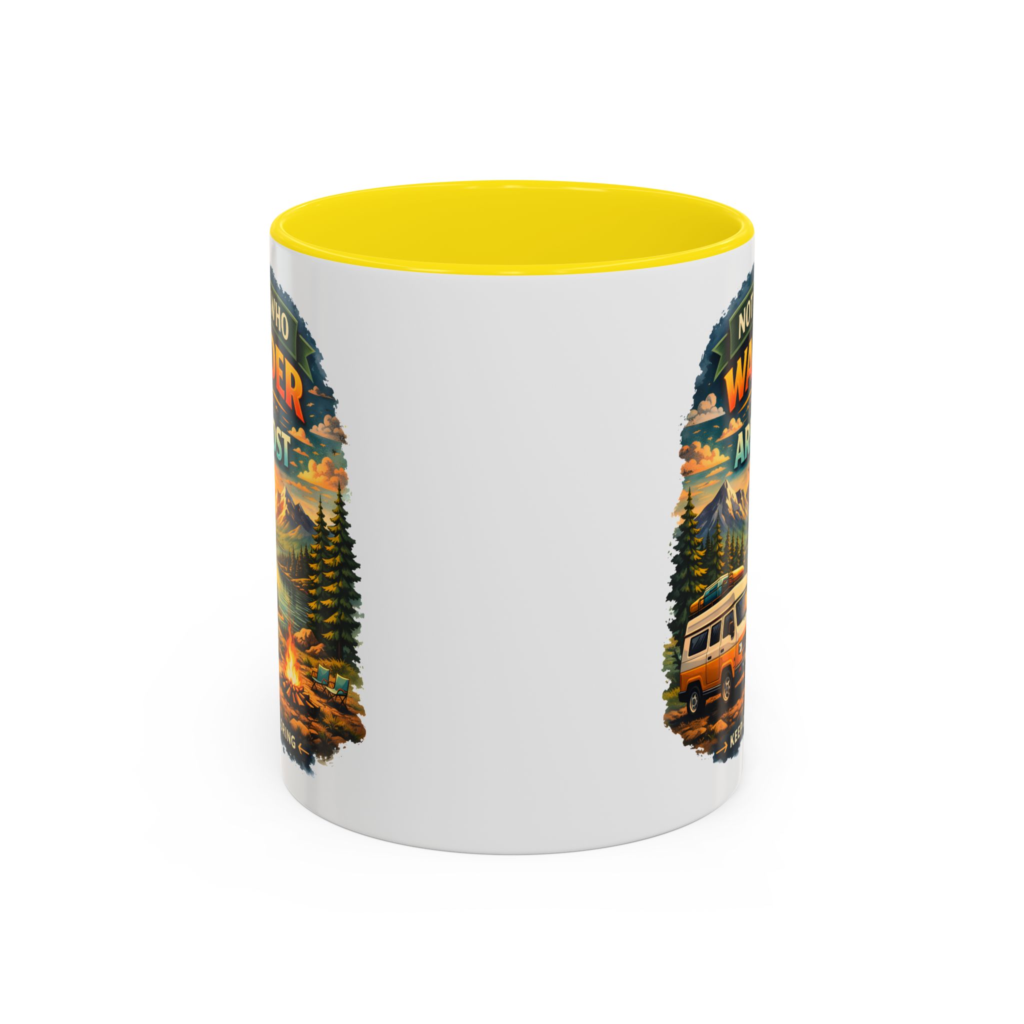 Accent Coffee Mug (11, 15oz) — "Not All Who Wander Are Lost" Design Scenic-Line