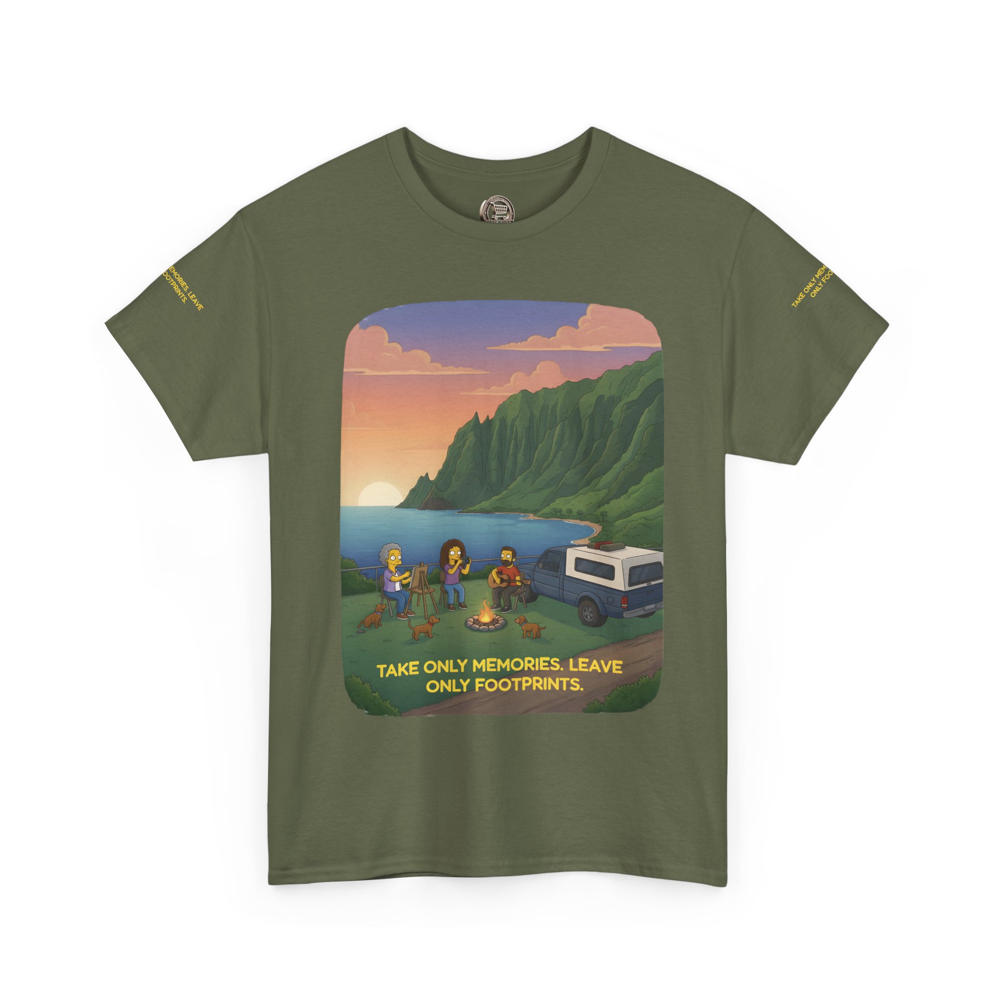 Unisex Heavy Cotton Tee — "Take Only Memories-Leave Only Footprints" Design Sitcom-Line