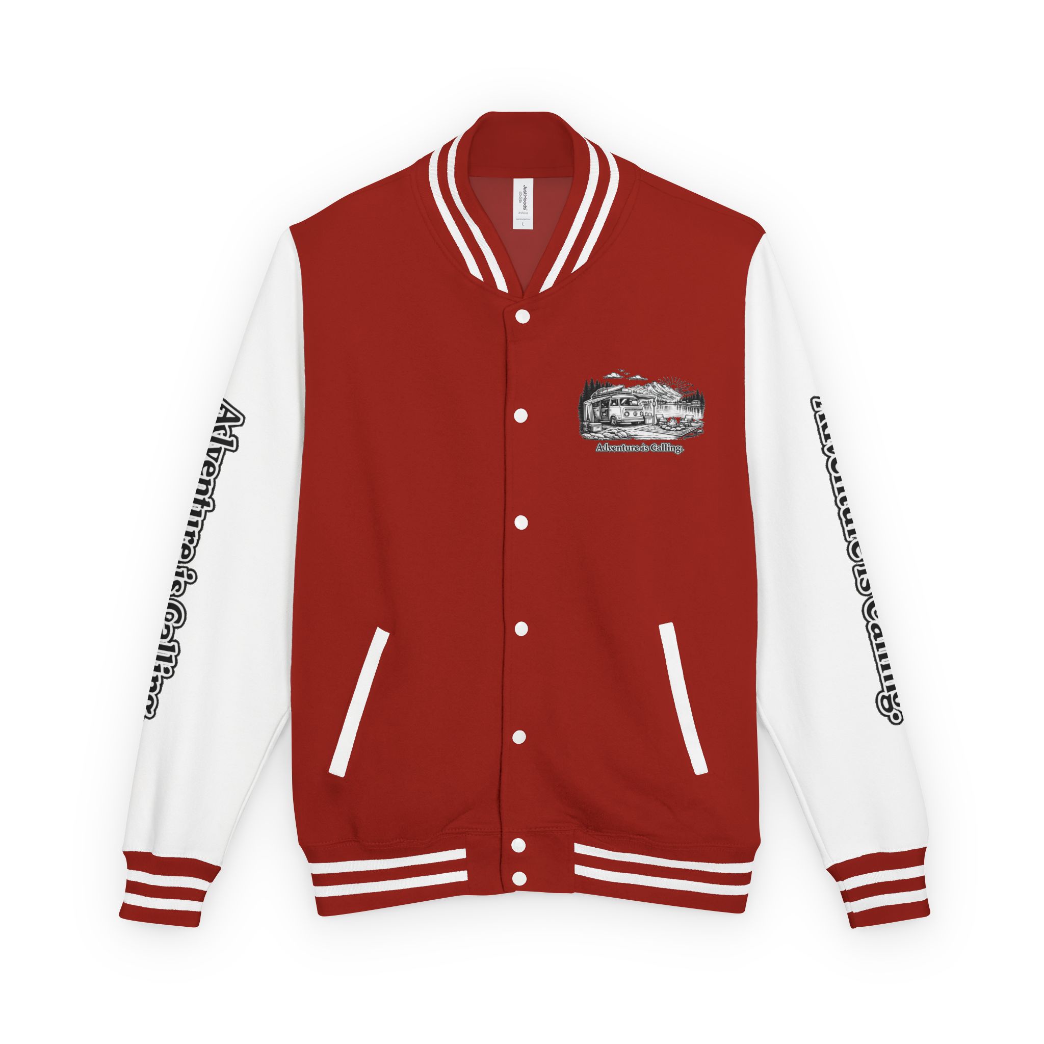 Unisex Heavyweight Letterman Jacket — "Adventure Is Calling" Travel Varsity Coat