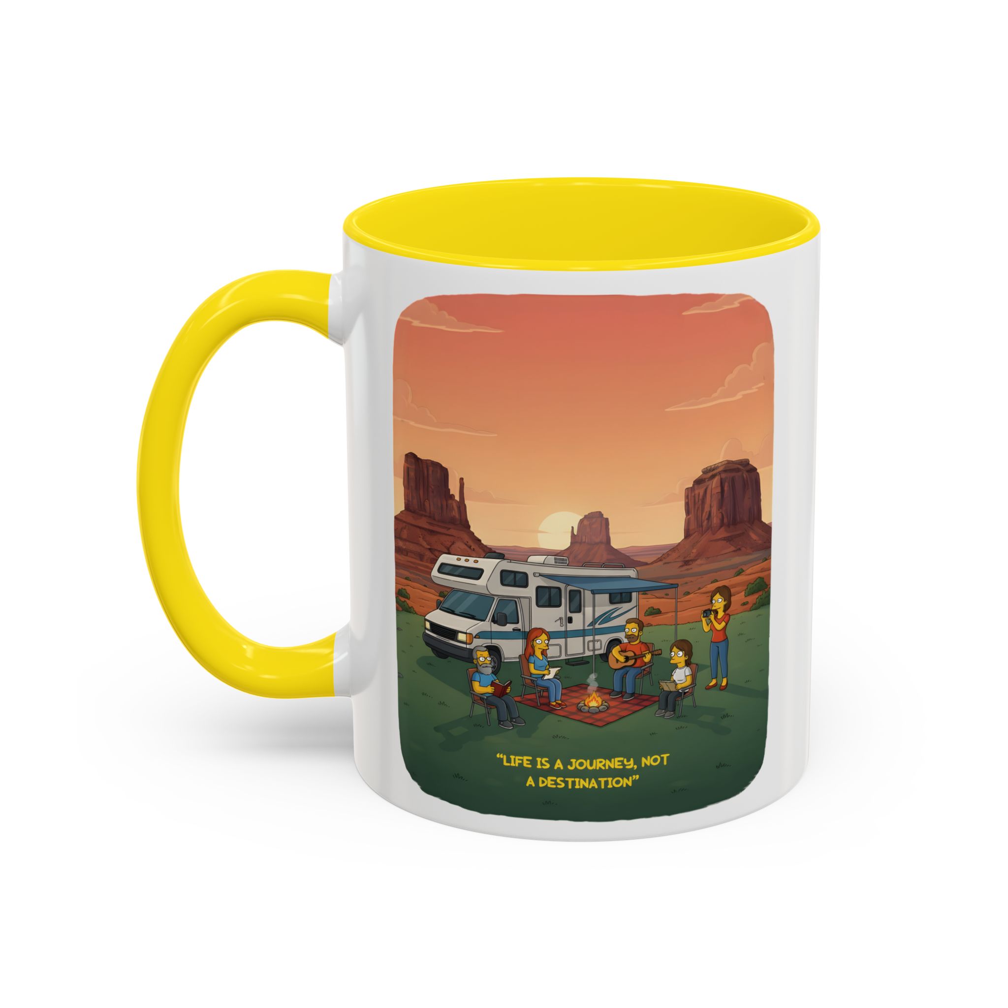 Accent Coffee Mug (11, 15oz) — "Life Is A Journey-Not A Destination" Design Sitcom-Line